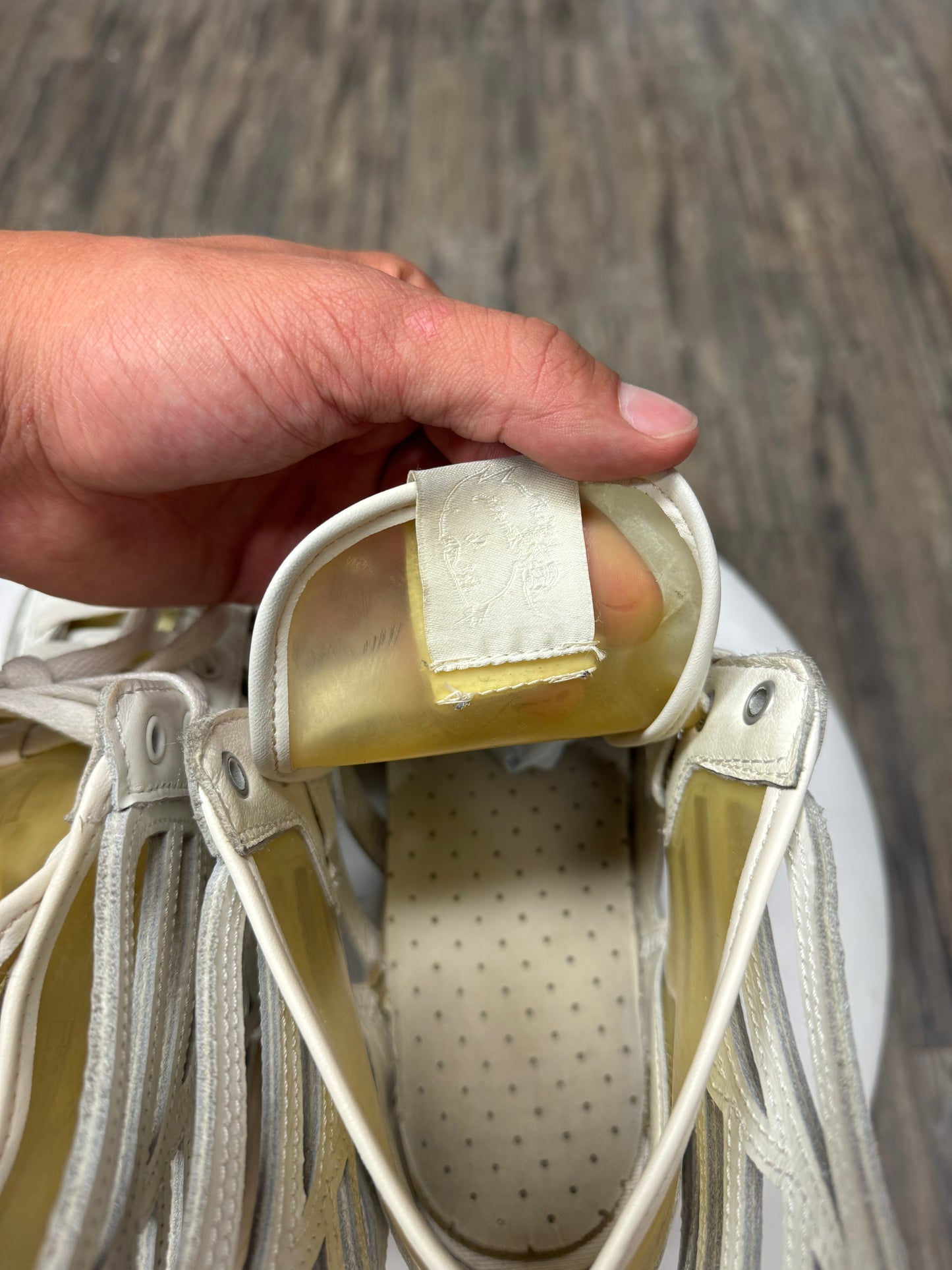 JEREMY SCOTT X ADIDAS CUT OUT HI-TOP SNEAKERS (10.5)