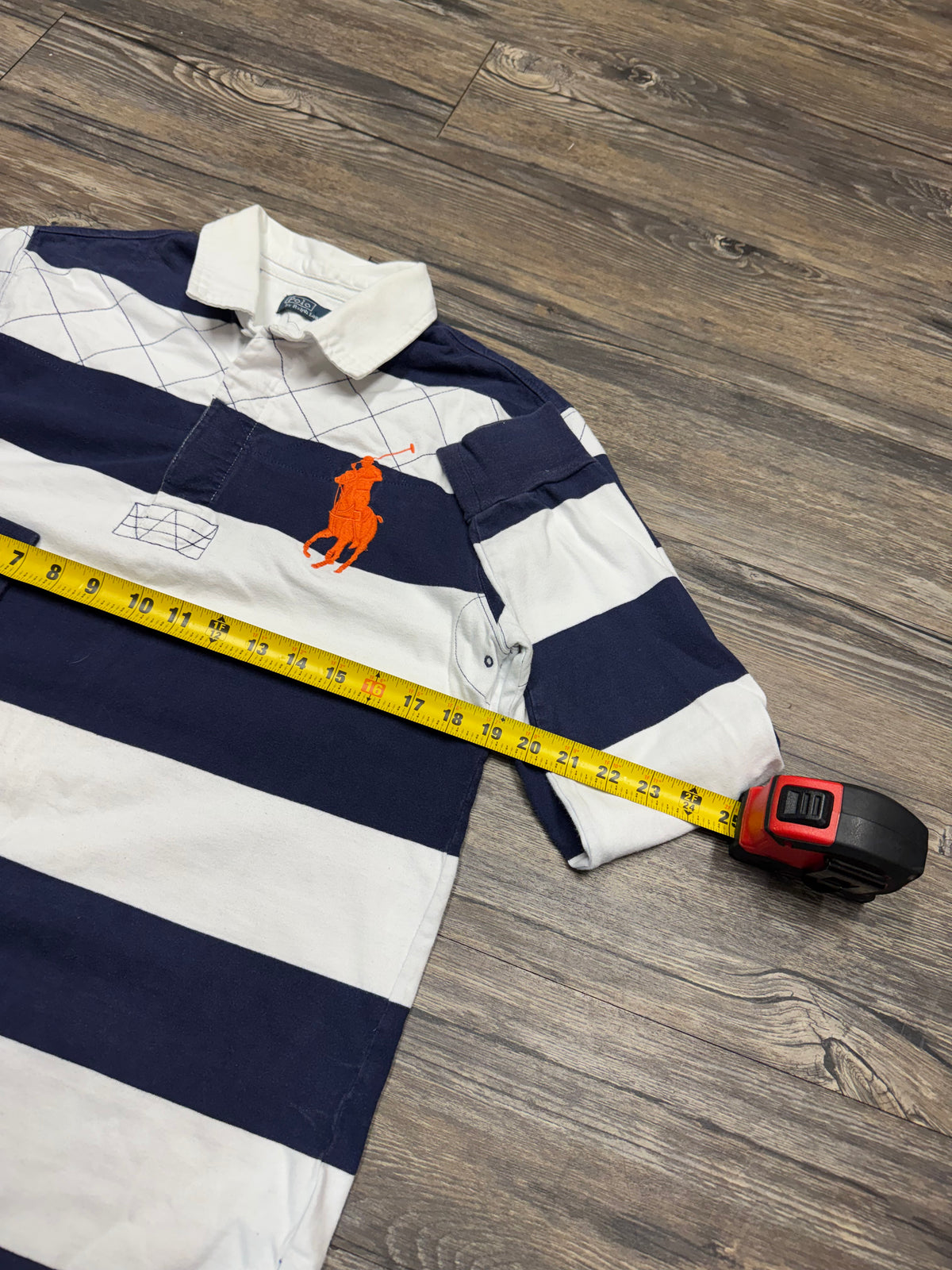 POLO RALPH LAUREN STRIPED BIG PONY RUGBY LONGSLEEVE SHIRT (M)