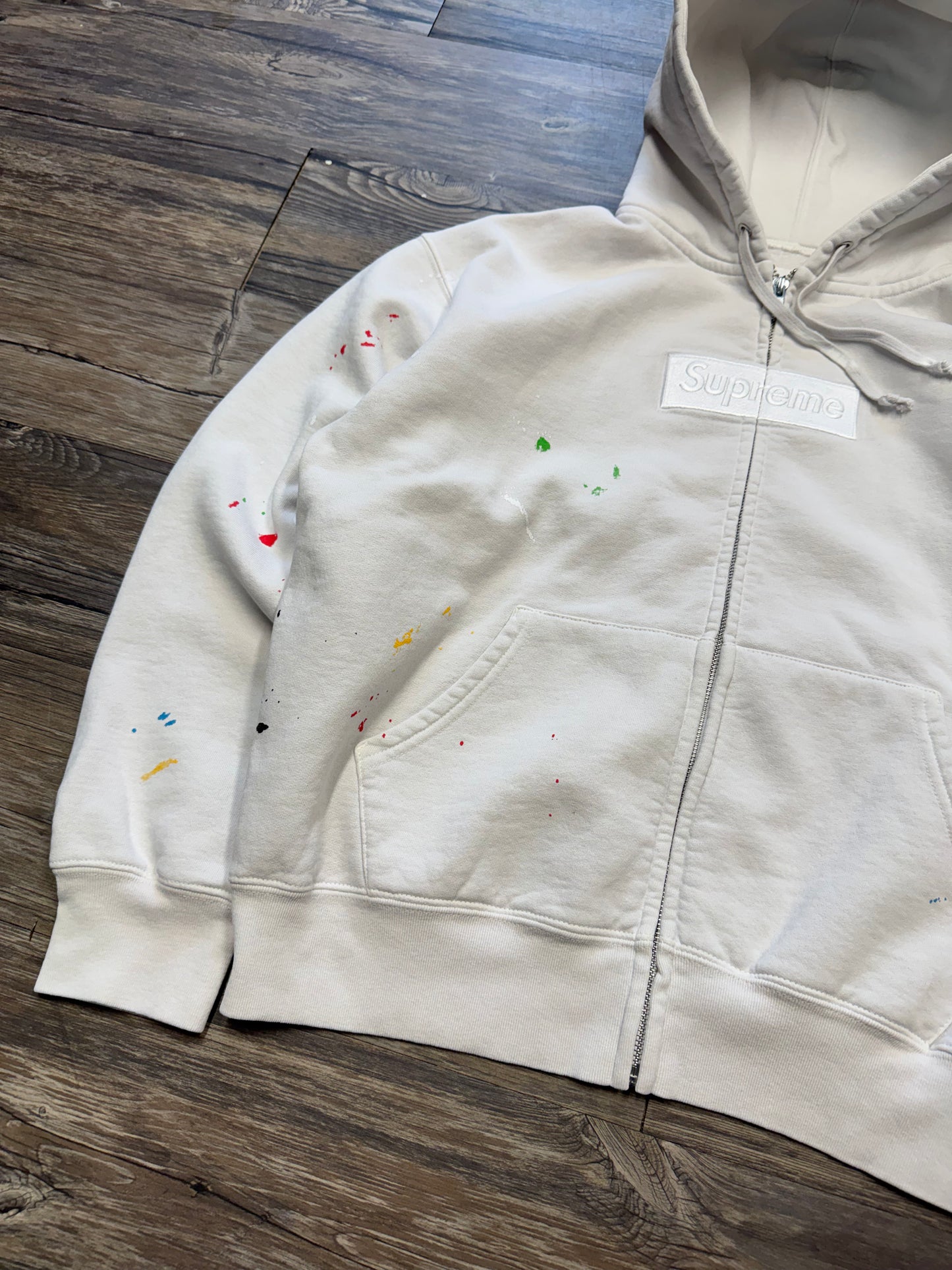 SUPREME MAISON MARGIELA MM6 WHITE BOX LOGO ZIP-UP (S)