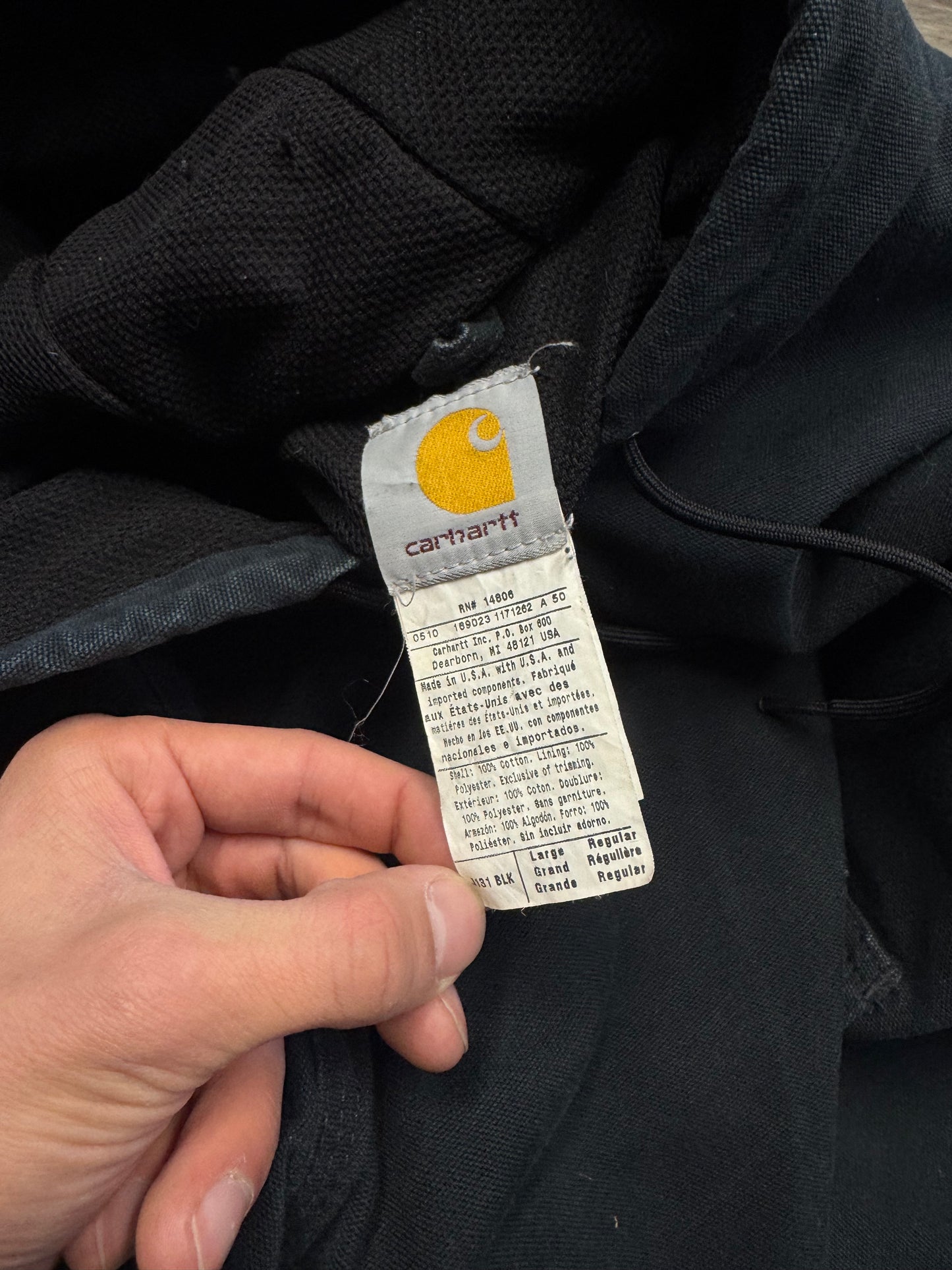 CARHARTT GREEN HOODED DENIM JACKET (L)