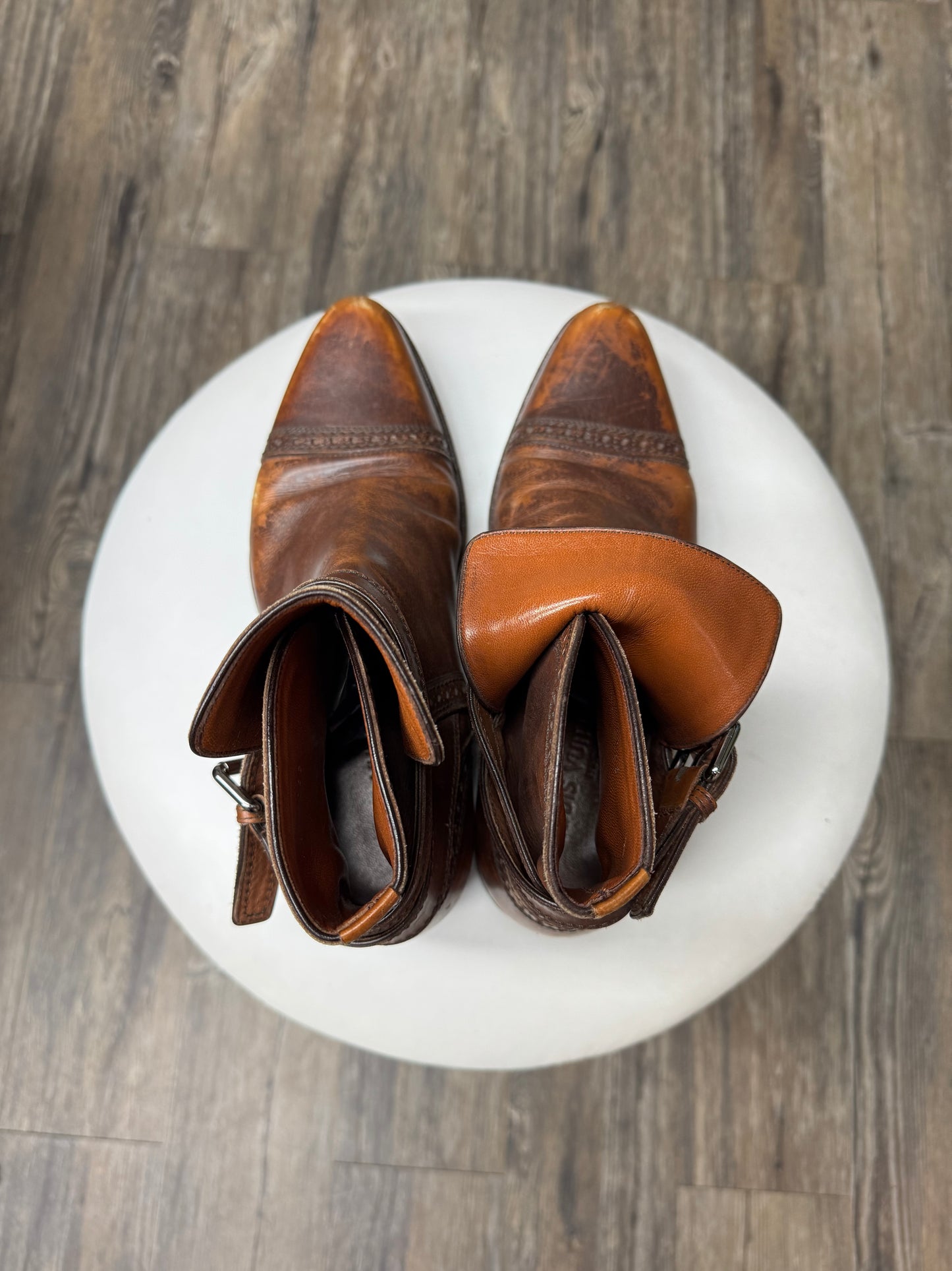 LOUIS VUITTON FADED BROWN LEATHER CHELSEA BOOTS (8.5)