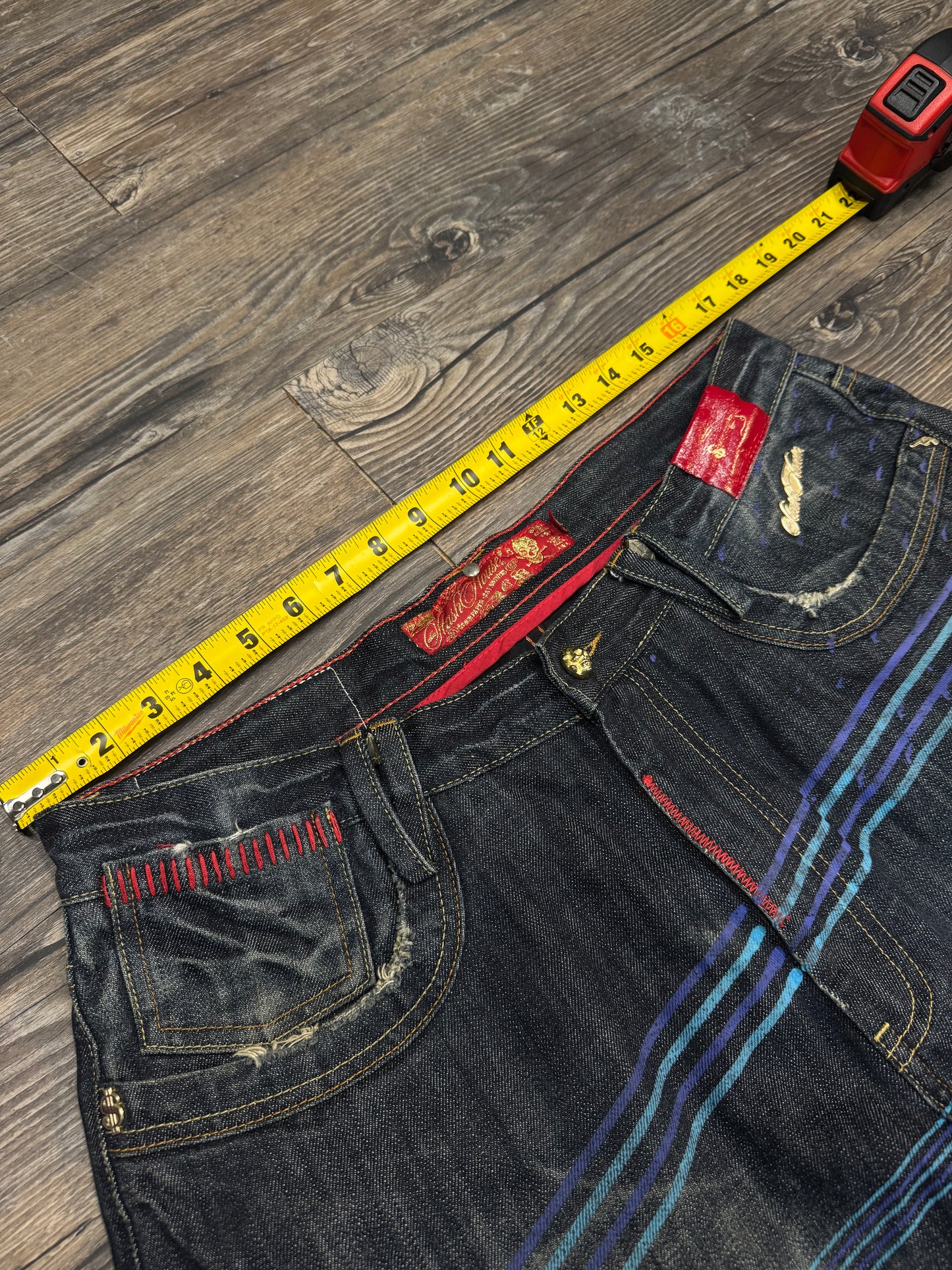 STASH HOUSE STRAIGHT LEG PAINTED JEANS (34)