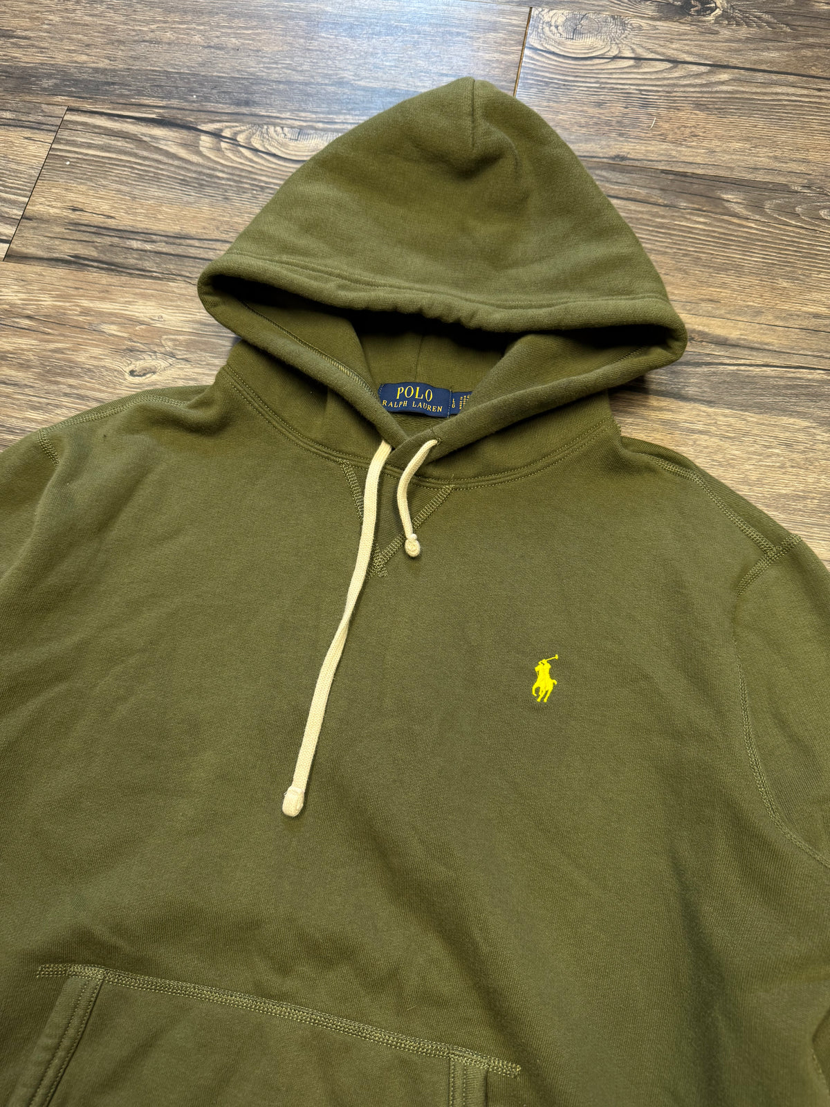POLO RALPH LAUREN MILITARY GREEN HOODIE (L)