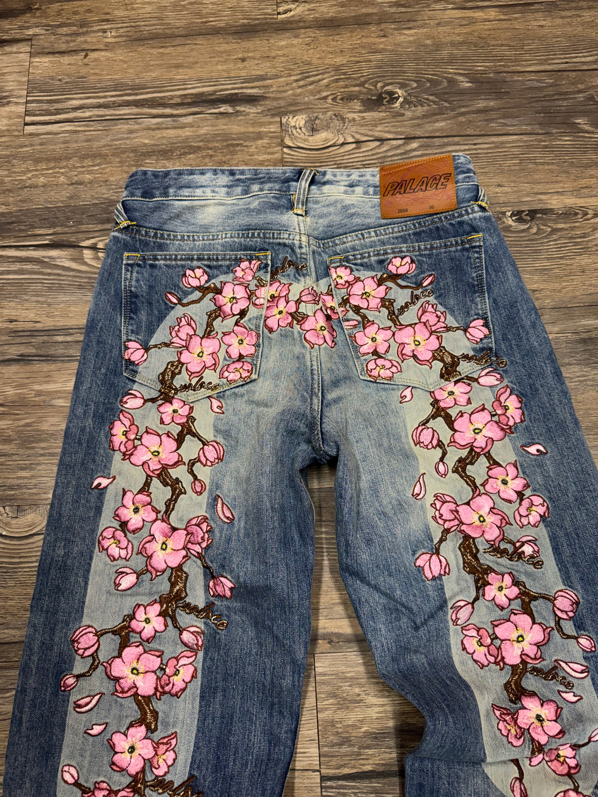 PALACE X EVISU SS23 STONE WASH CHERRY BLOSSOM JEANS (30)