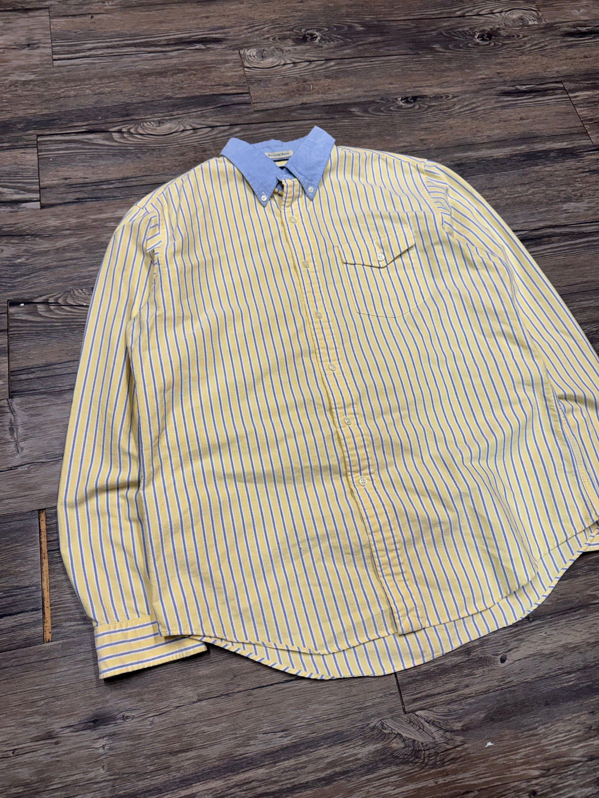 POLO RALPH LAUREN RUGBY PIN STRIPE BUTTON UP SHIRT (L)