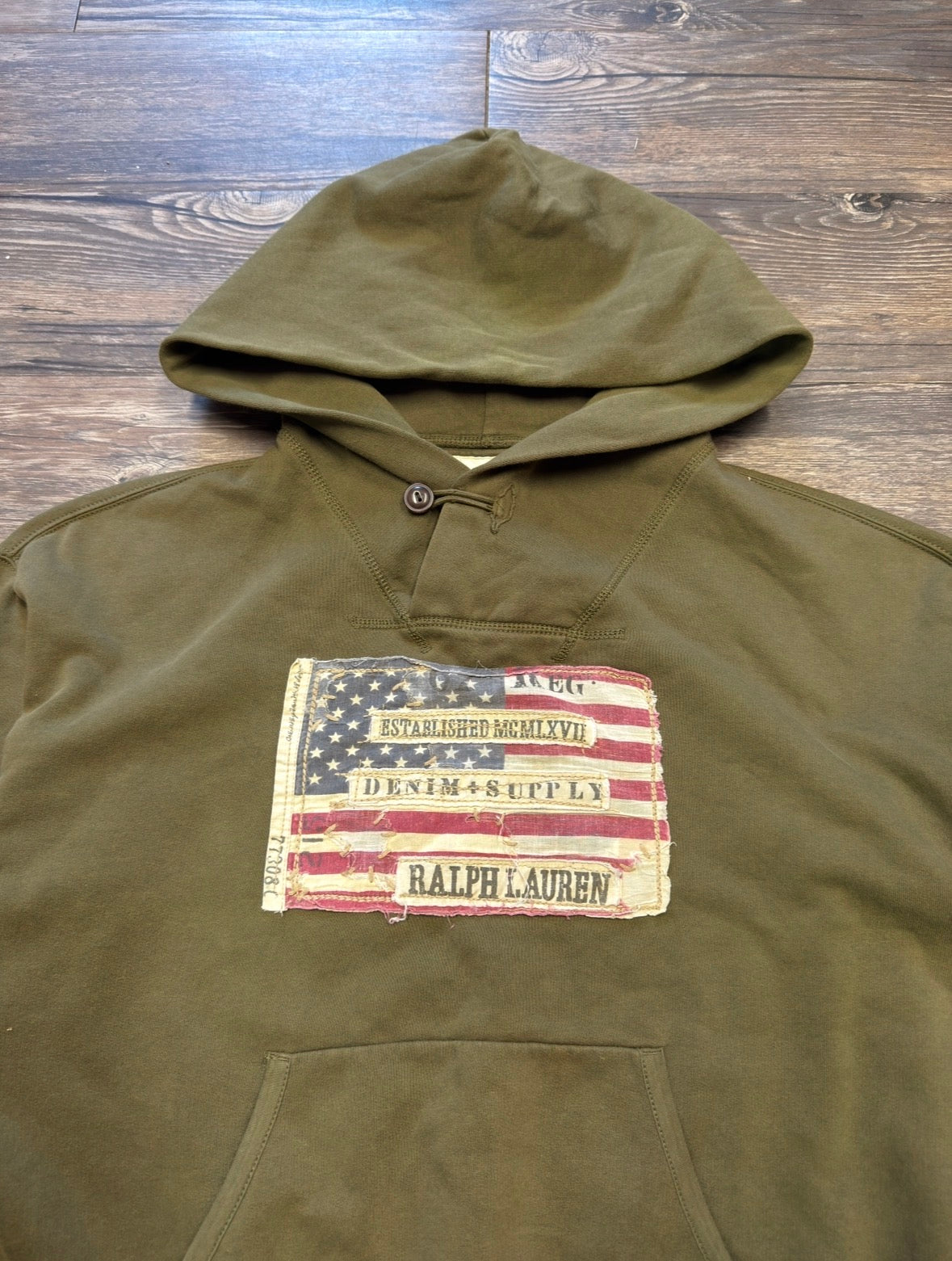 POLO RALPH LAUREN DENIM & SUPPLY OLIVE GREEN SCUBA HOODIE (M)
