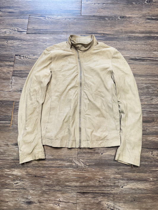 RICK OWENS ASYMMETRIC LEATHER BIKER JACKET (L)