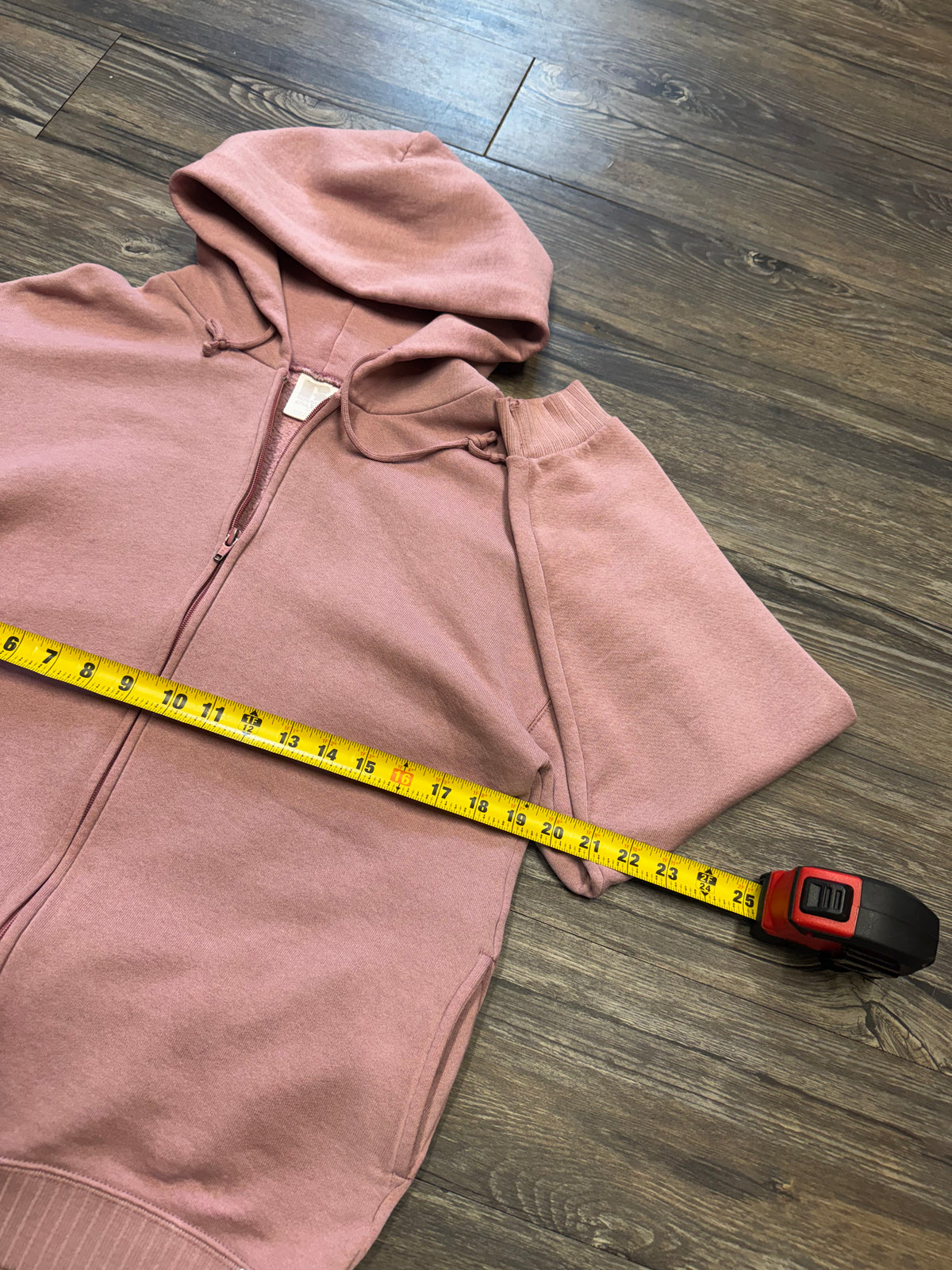RUSSELL GREY TAG BUBBLE GUM ZIP UP HOODIE (M)