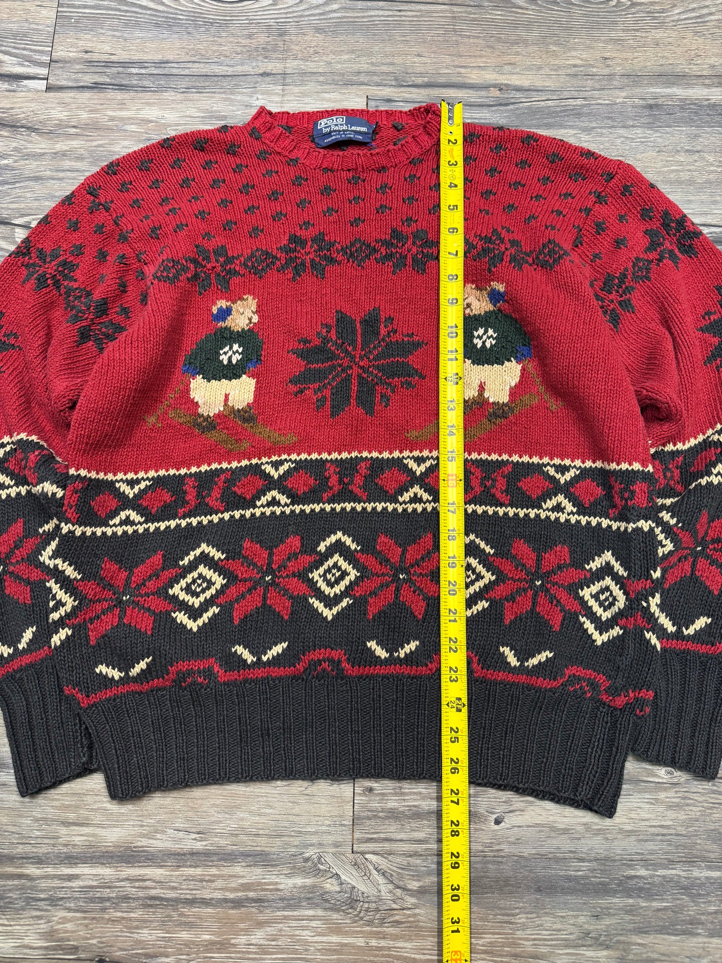 VINTAGE POLO RALPH LAUREN TWIN SKI BEARS SWEATER (XL)
