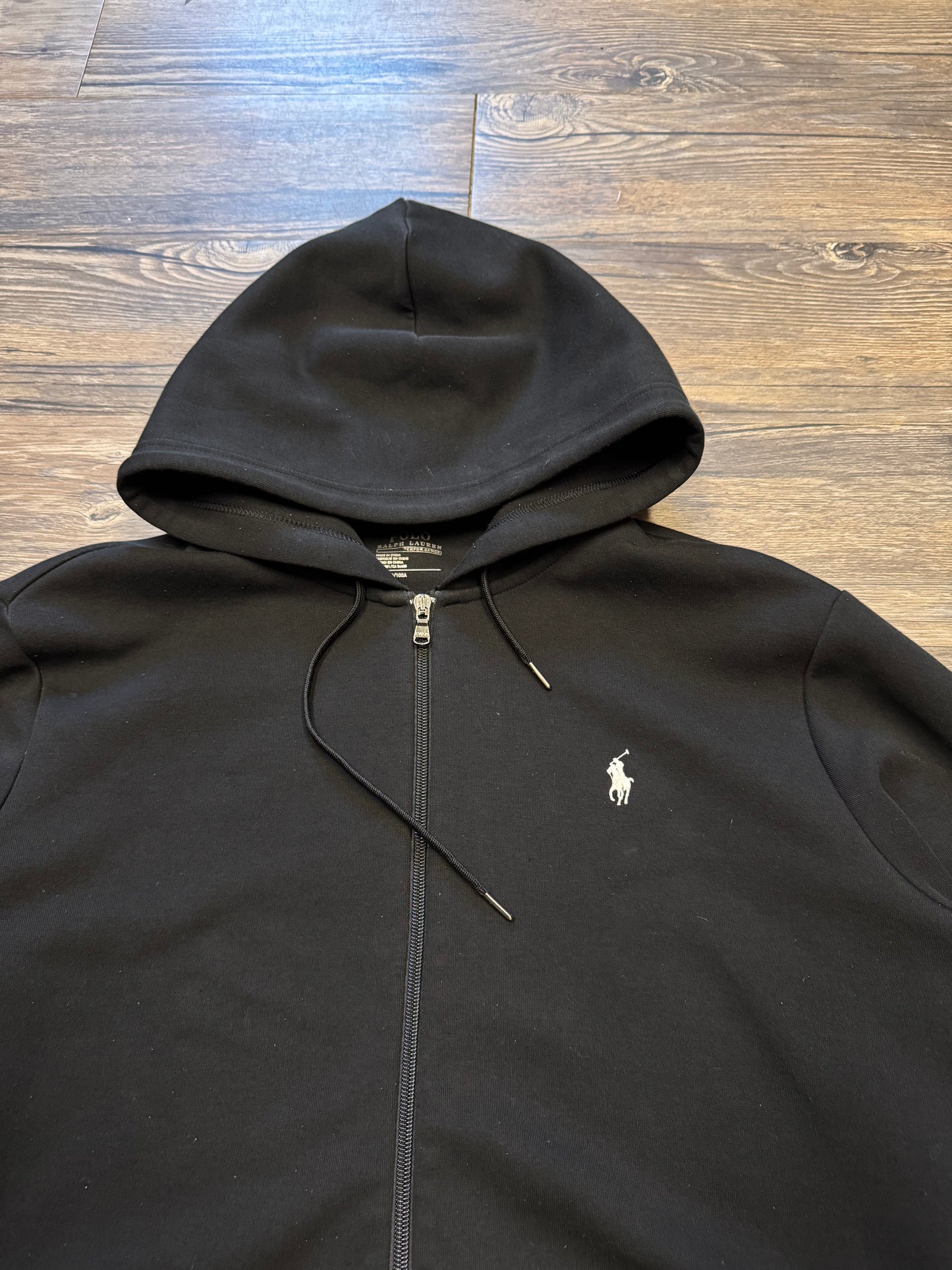 POLO RALPH LAUREN DOUBLE KNIT ZIP-UP HOODIE (L)