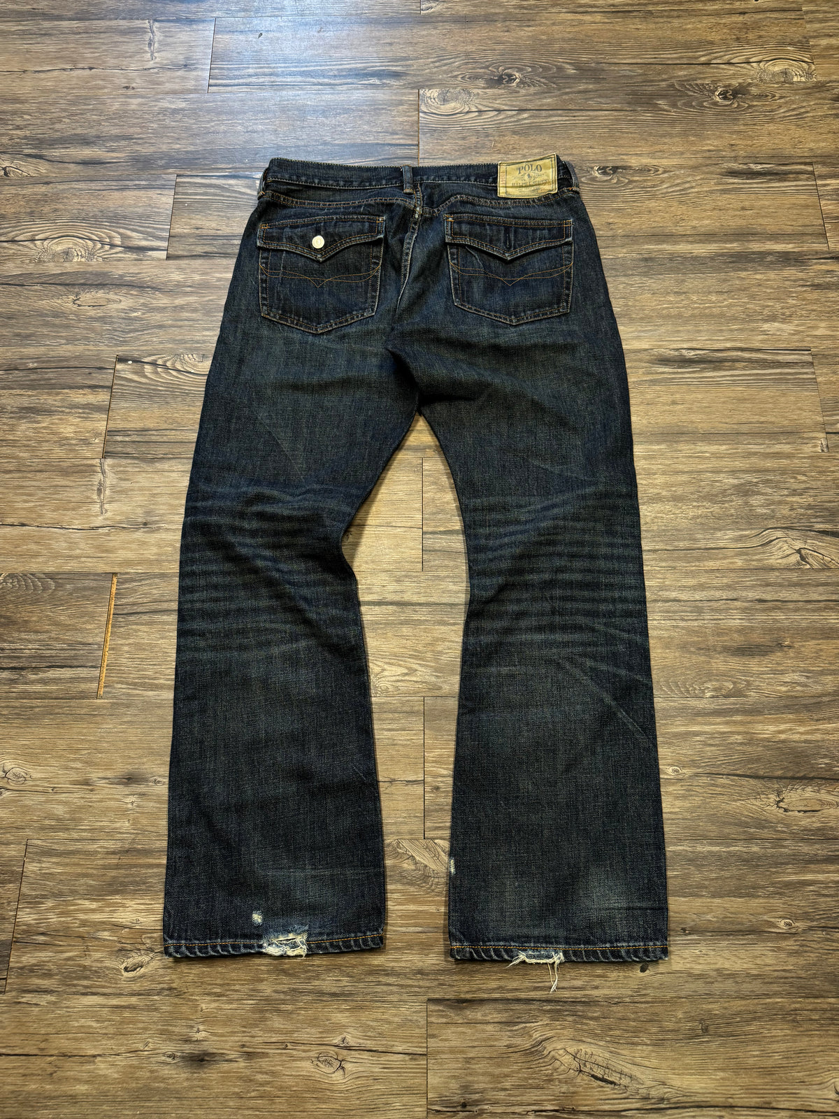 POLO RALPH LAUREN BOOTLEG FADED DARKWASH JEANS (33)
