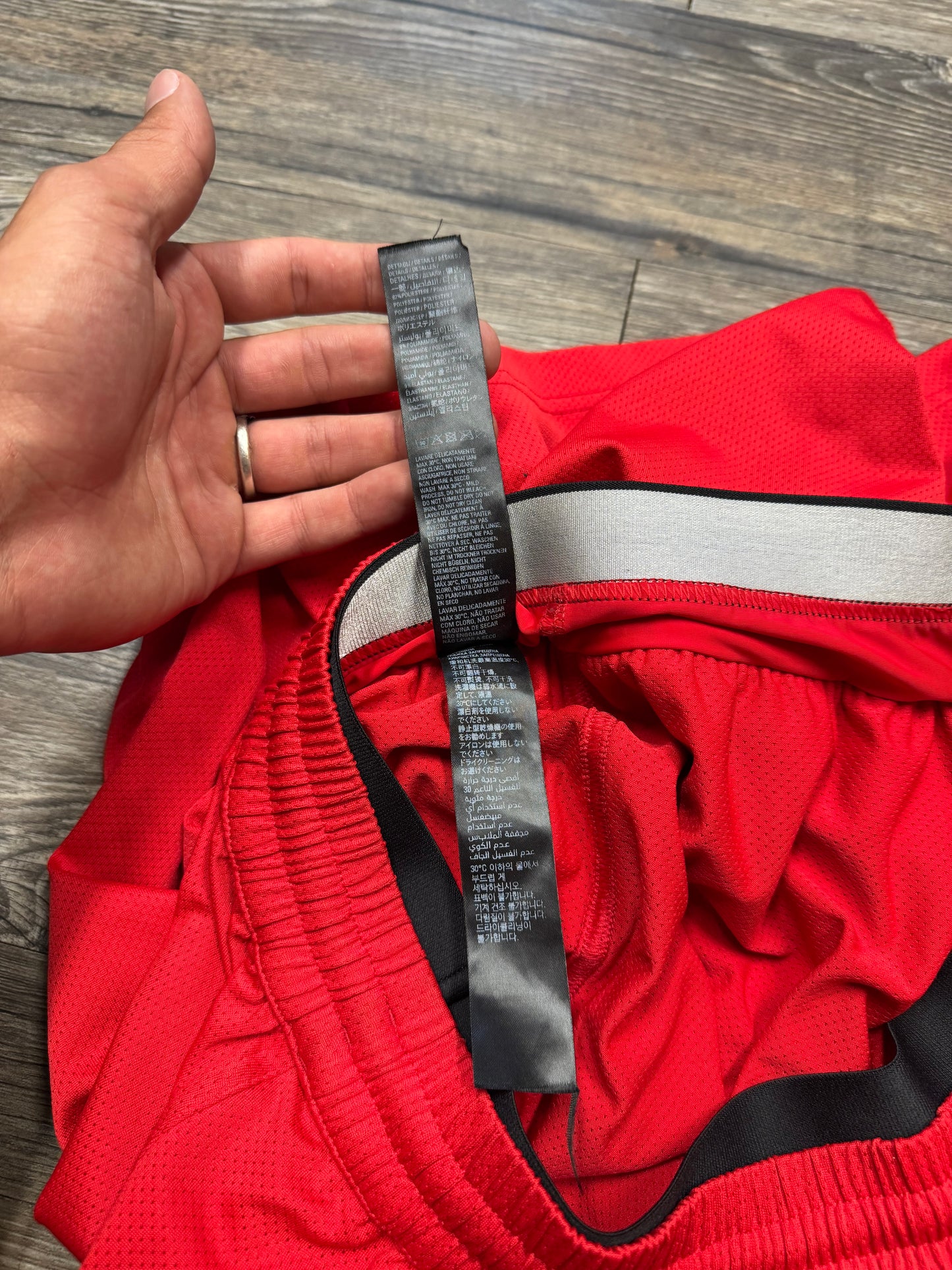 BALENCIAGA DOUBLE WAISTED MESH GYM SHORTS (M)