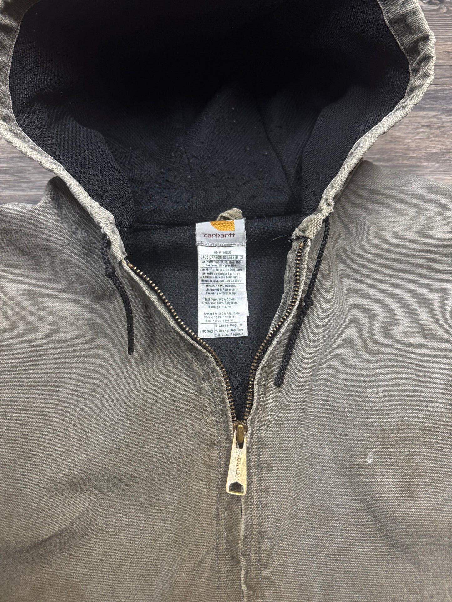 CARHARTT OLIVE DISTRESSED & FADED 2 TONE JACKET (XL)