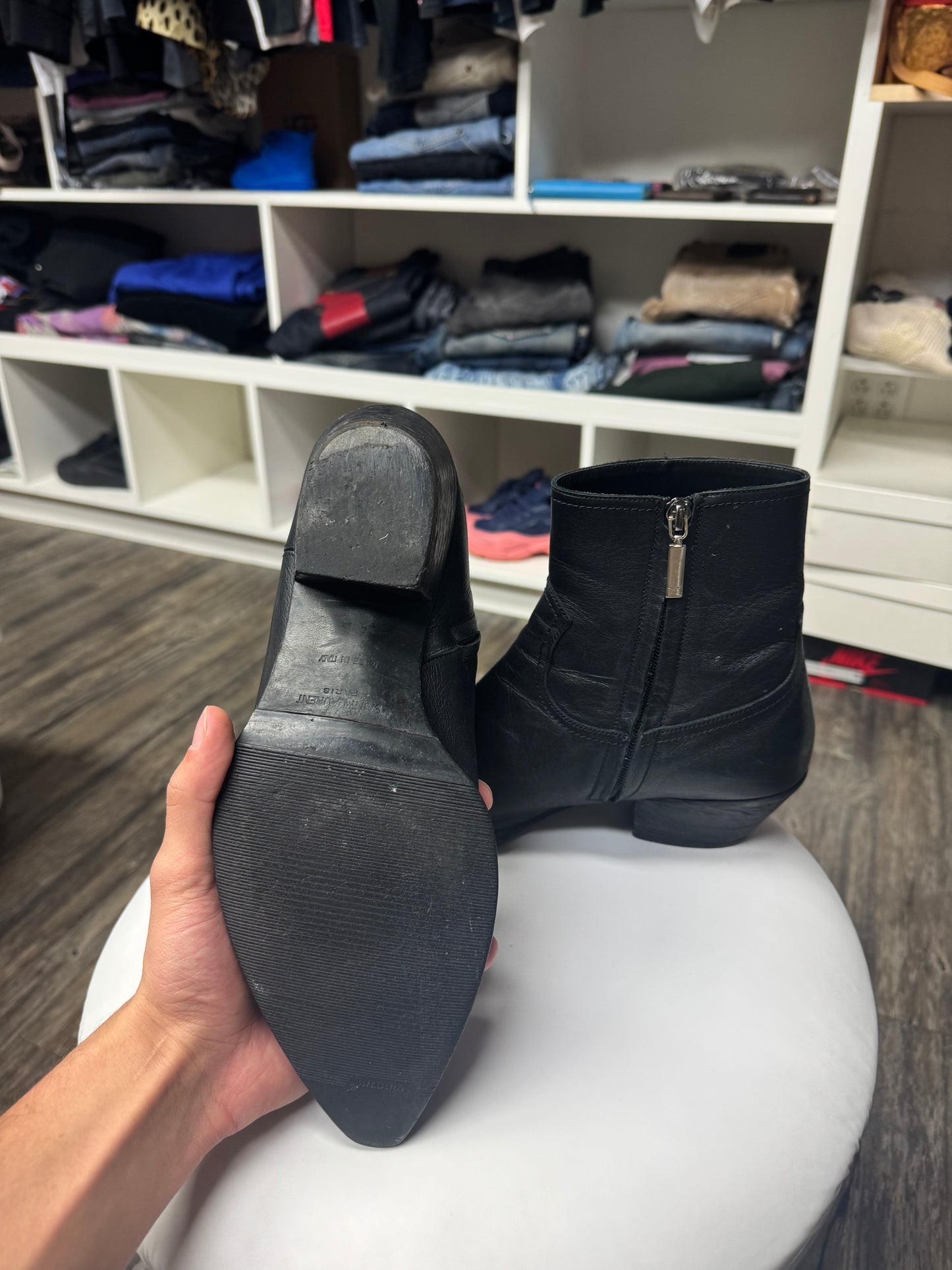 SAINT LAURENT ANKLE ZIP WYATT BOOTS (10)