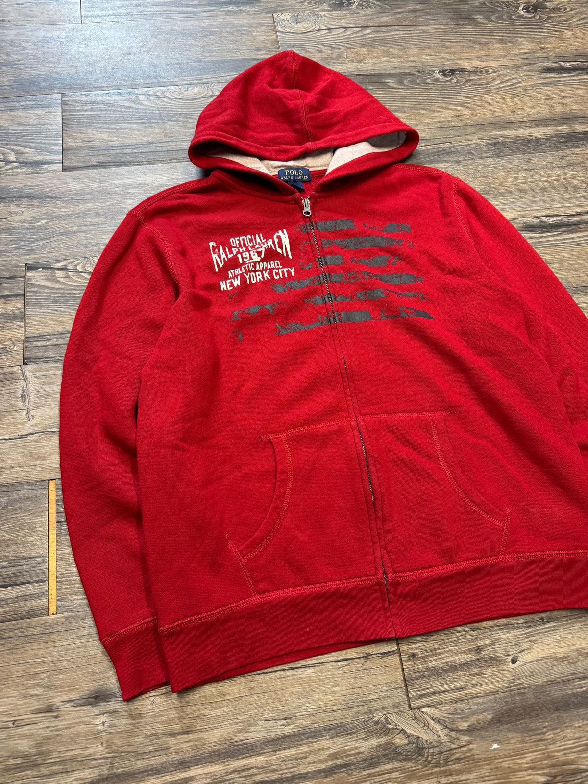 POLO RALPH LAUREN NYC AMERICAN FLAG ZIP-UP HOODIE (M)