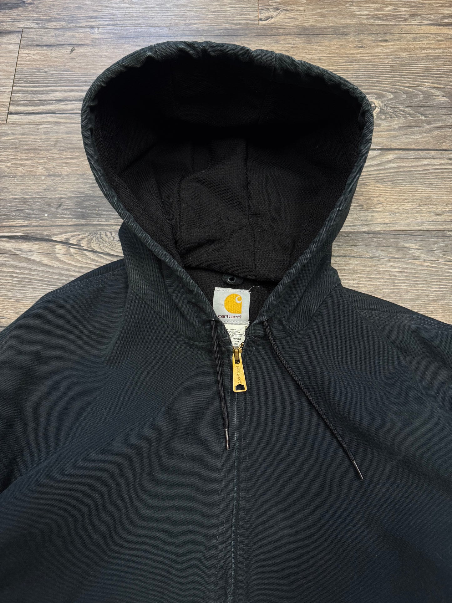 CARHARTT GREEN HOODED DENIM JACKET (L)