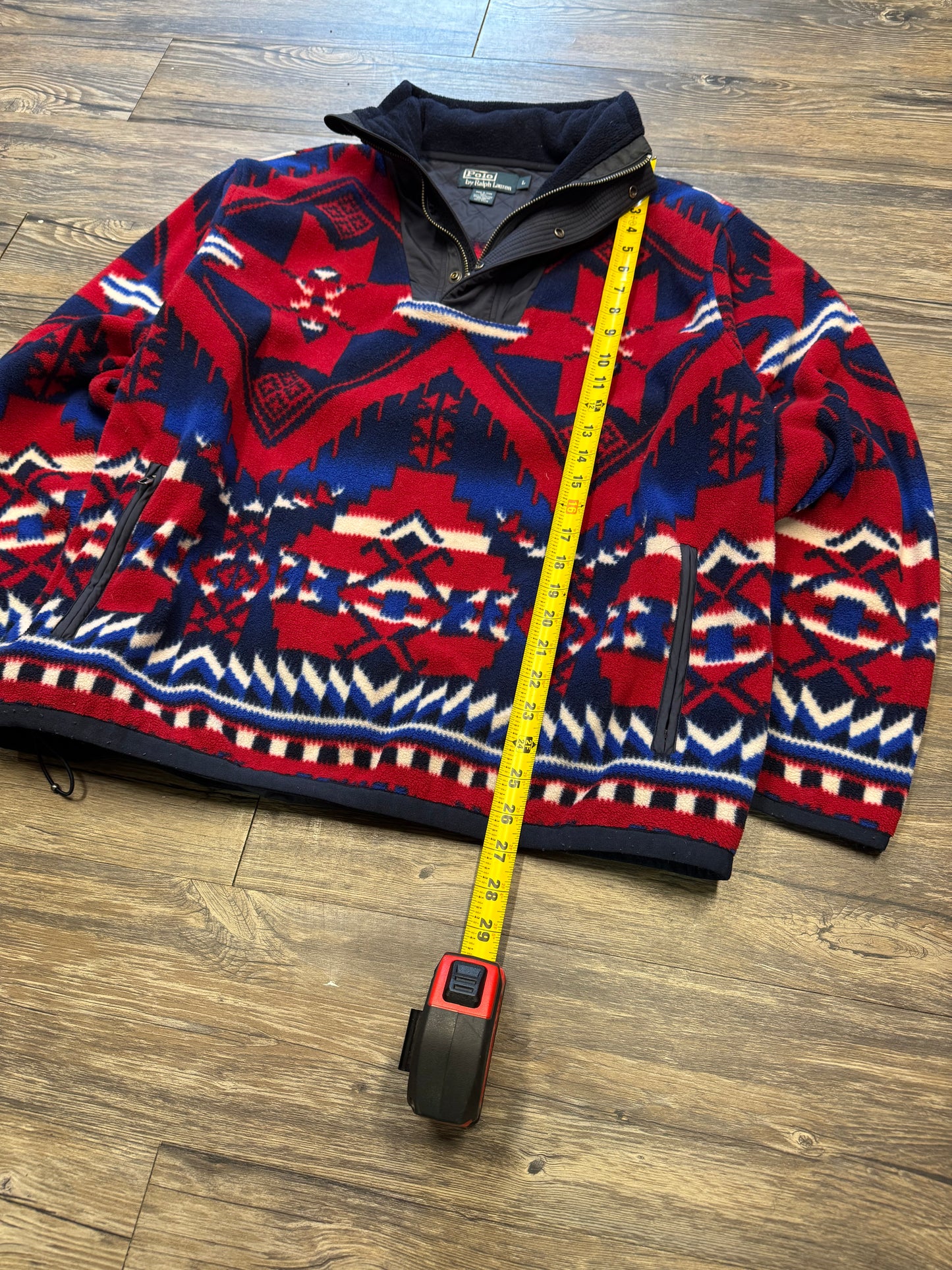 POLO RALPH LAUREN VTG AZTEC FLEECE QUARTER ZIP (L)