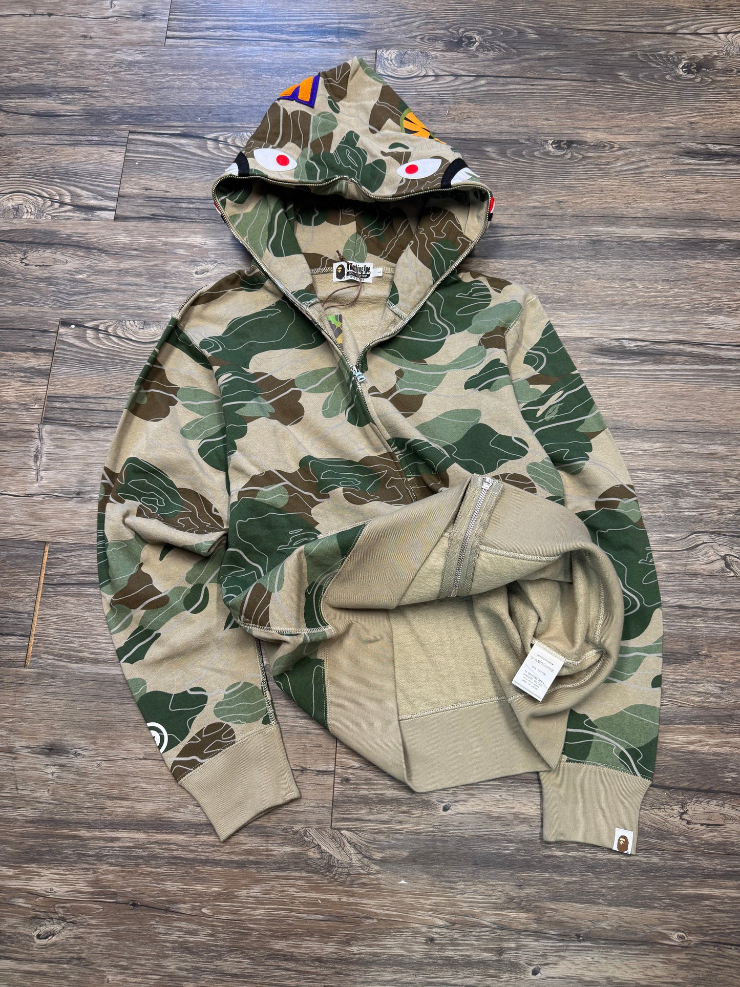 A BATHING APE LAYERED LINE 3M SHARK ZIP (L)