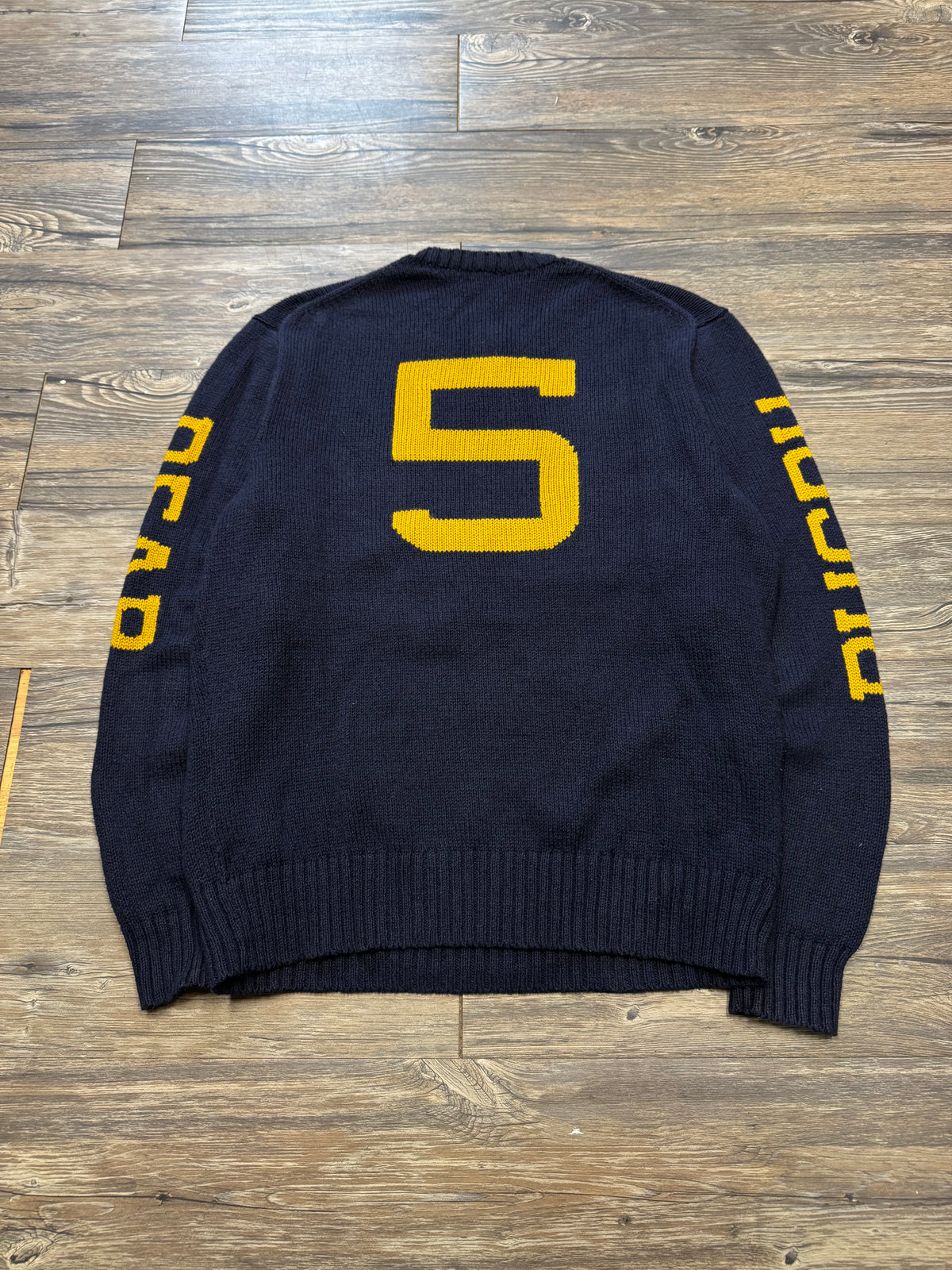 POLO RALPH LAUREN RUGBY BEAR KNIT SWEATER (S)