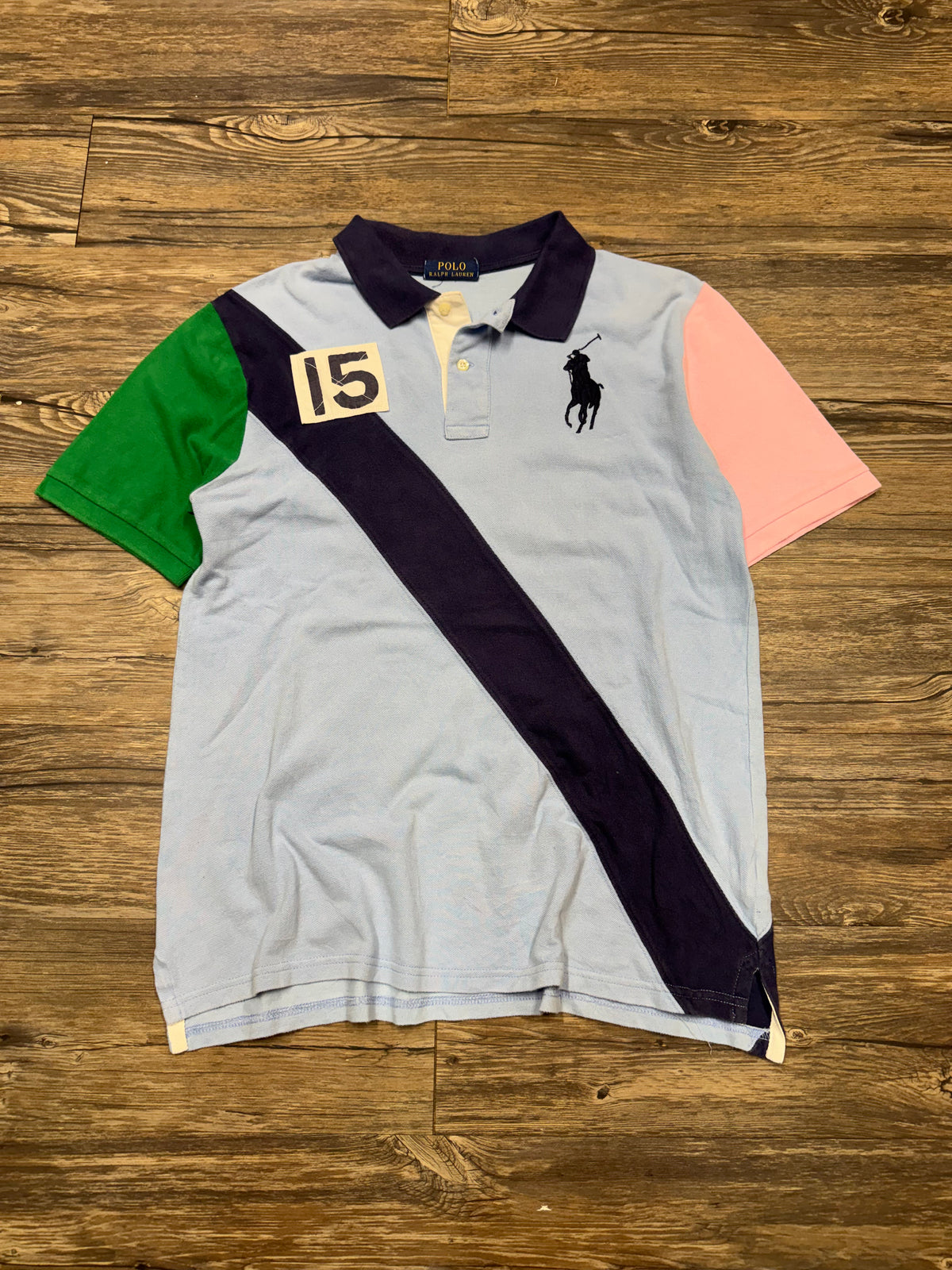 POLO RALPH LAUREN MULTI-COLOR ONE STRIPE BIG PONY POLO (M)