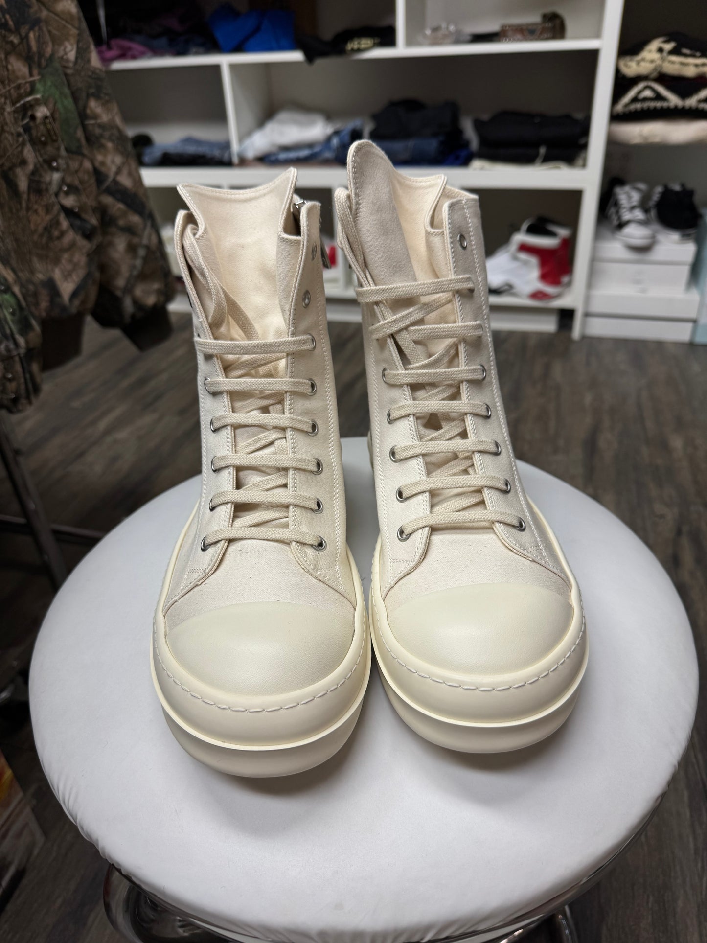 RICK OWENS DRKSHDW HI-TOP MILK RAMONES (9-9.5)