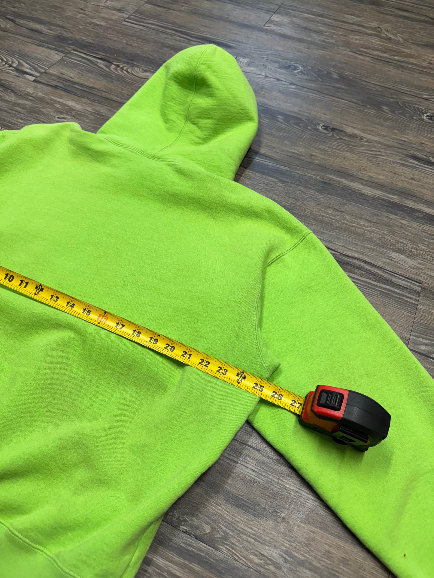 SUPREME NEON GREEN HOOD LOGO HOODIE (L)