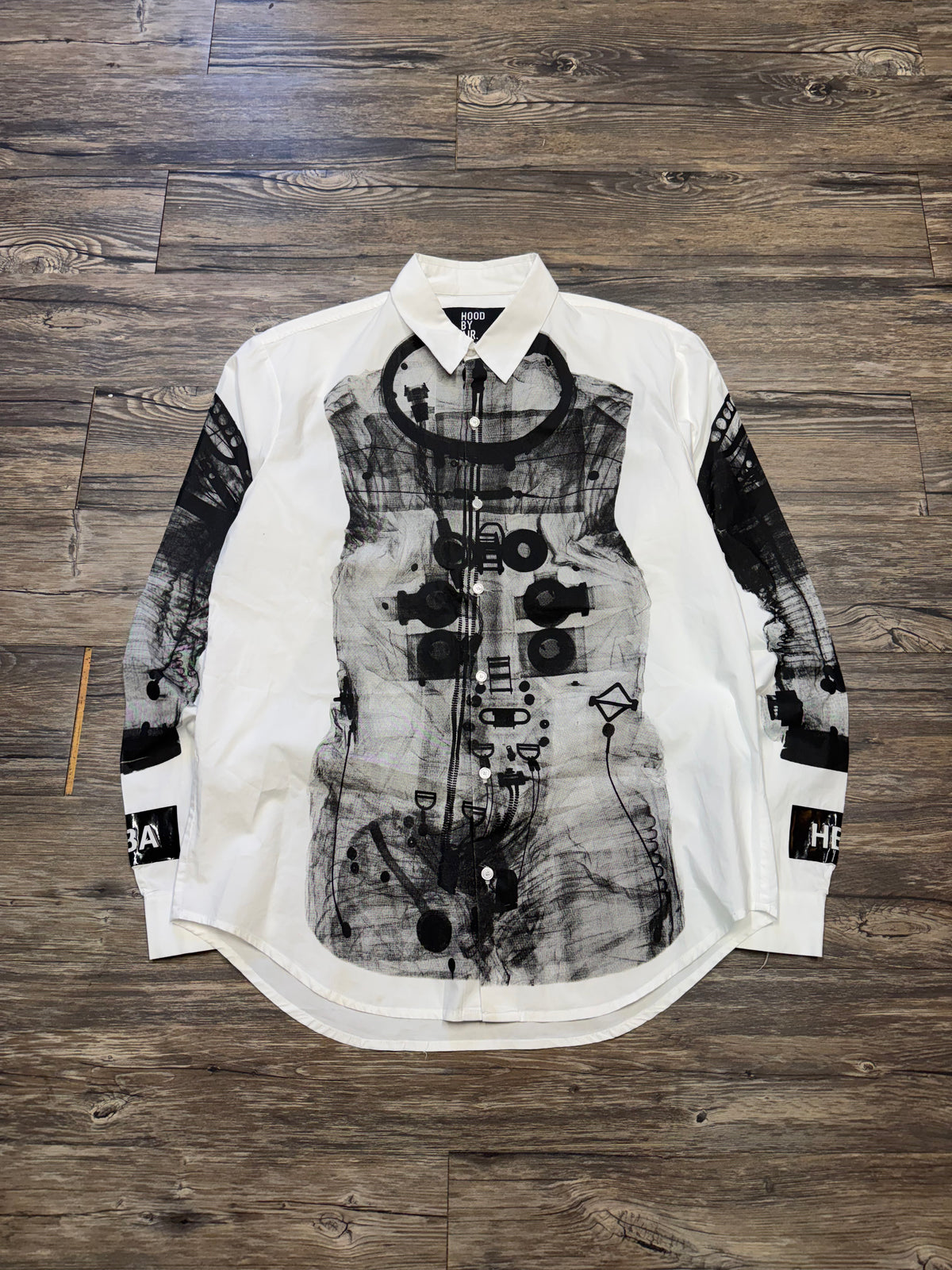 HOOD BY AIR X-RAY BUTTON UP DRESS SHIRT (L)