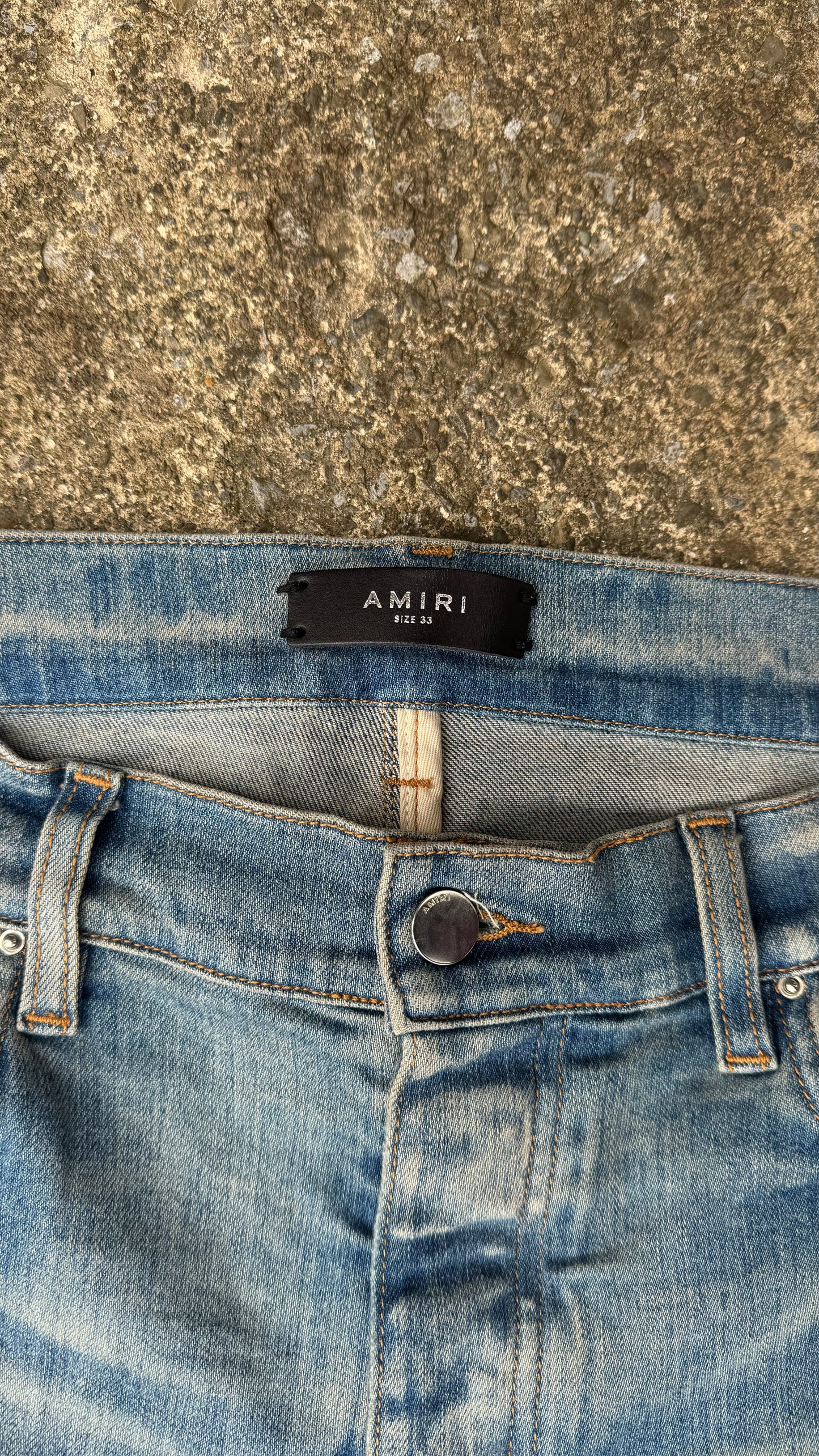 AMIRI DISTRESSED CHEETAH PRINT JEANS (33)