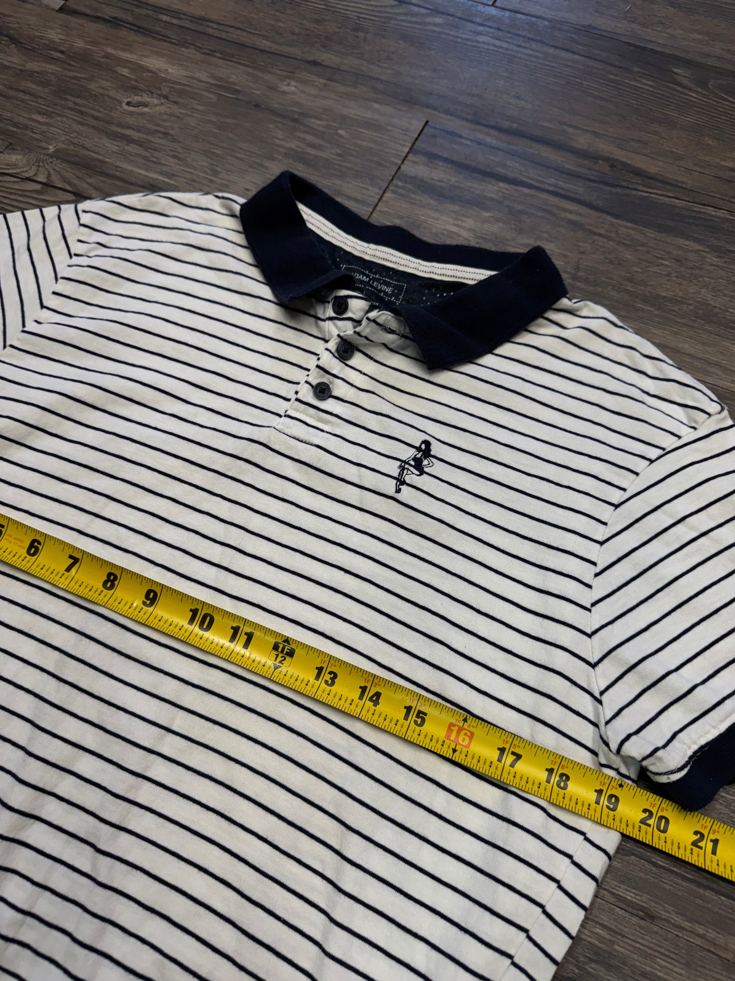 ADAM LEVINE STRIPED RIBBED POLO (M)