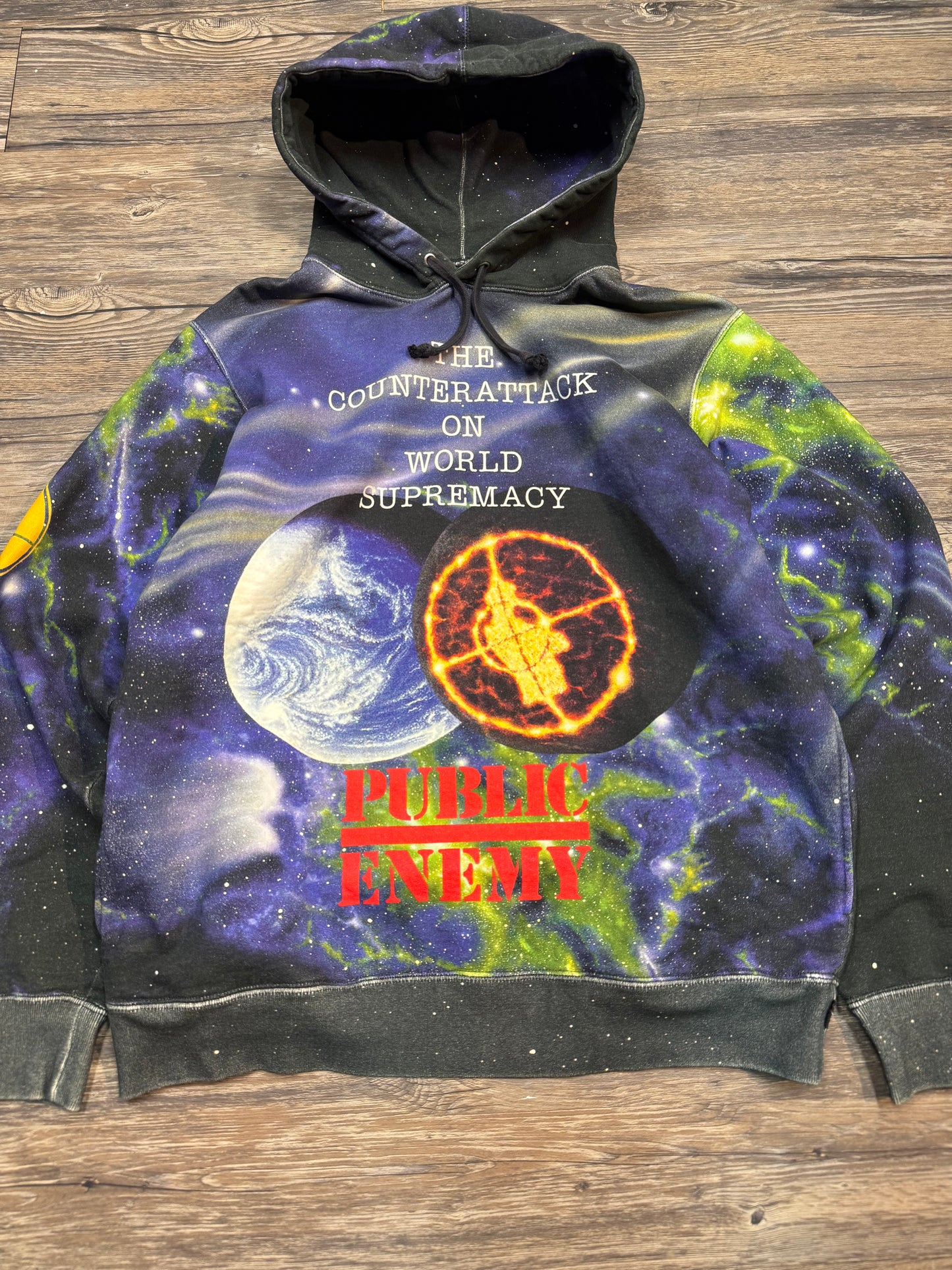 SUPREME X UNDERCOVER PUBLIC ENEMY ALL OVER GRAPHIC HOODIE (MEDIUM)