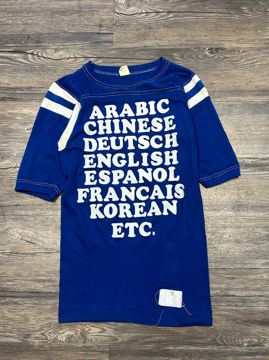 70’s RARE ARABIC ENGLISH KOREAN ETC T-SHIRT (MEDIUM)