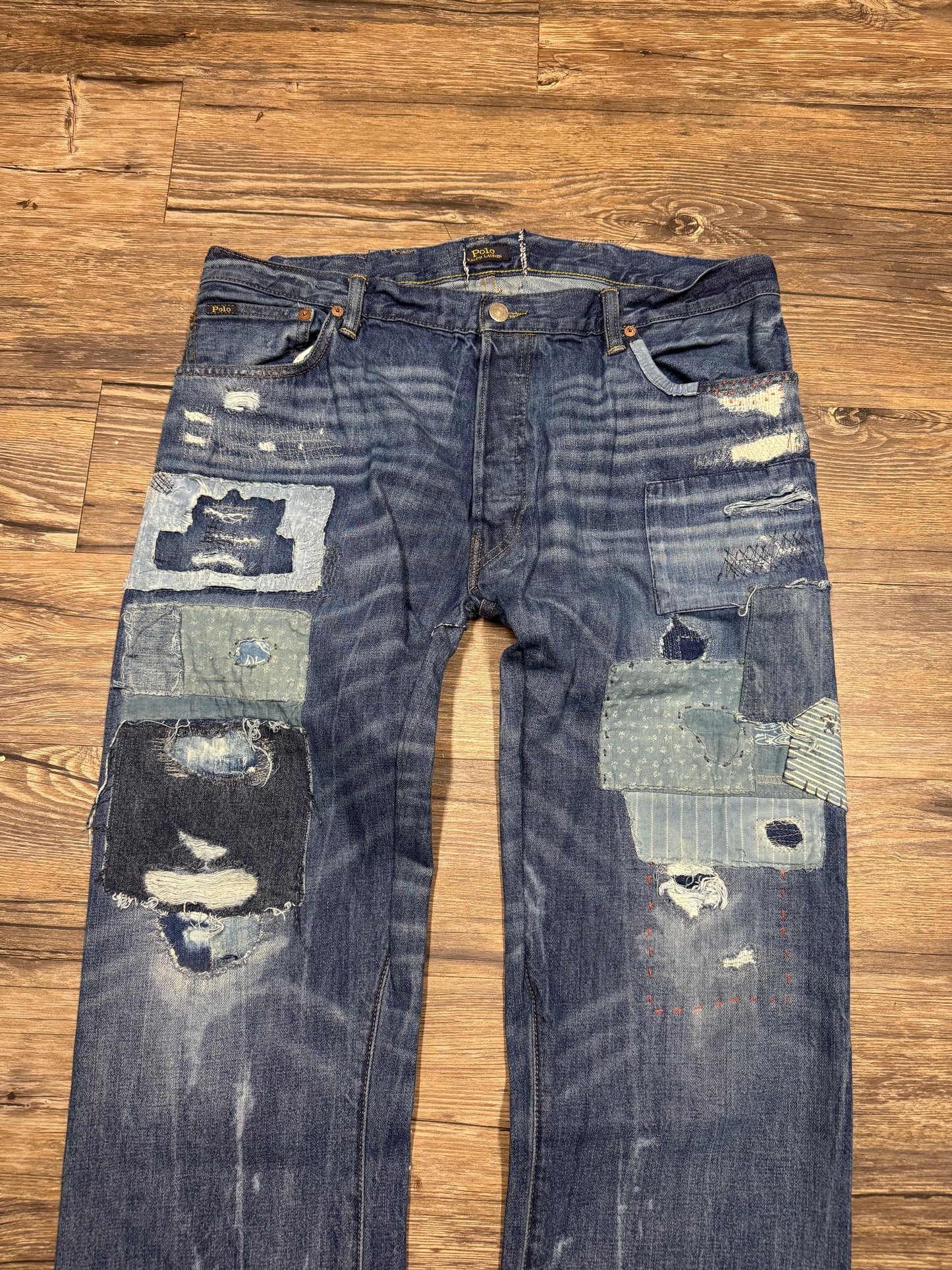 POLO RALPH LAUREN DISTRESSED & PATCHED DENIMS (38)