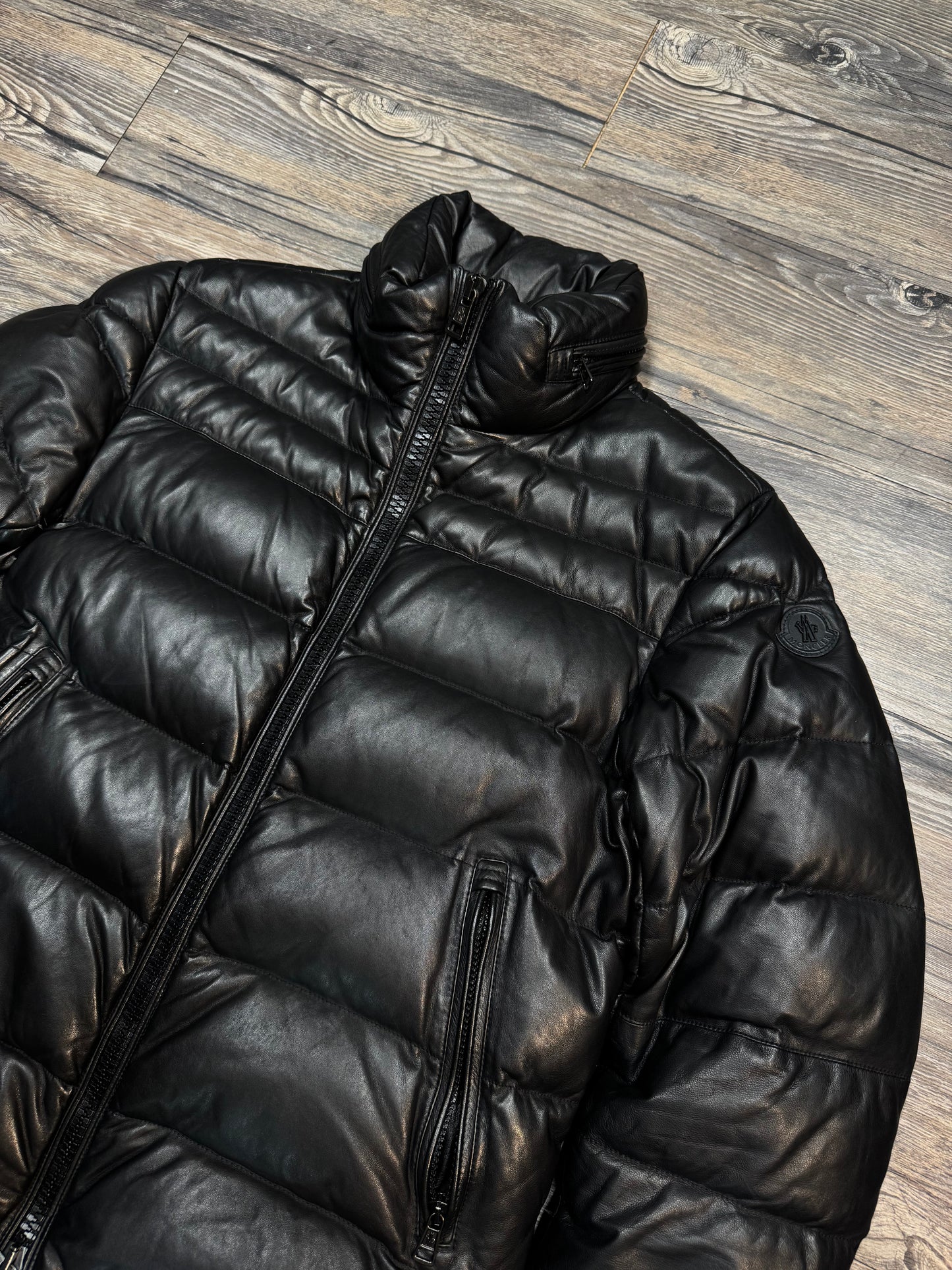 MONCLER LEATHER PUFER JACKET (MEDIUM)