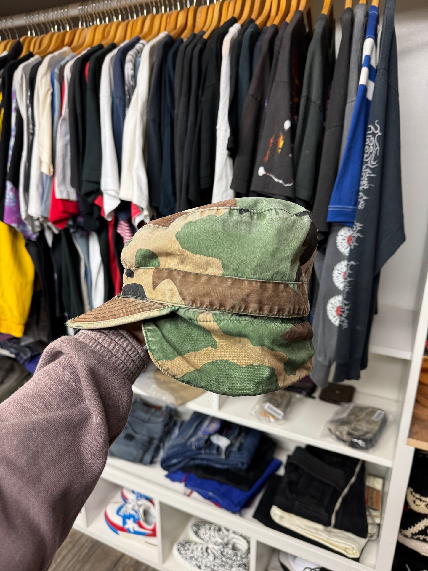 CAMO MILITARY CADET HAT W/ EAR FLAPS (OS)
