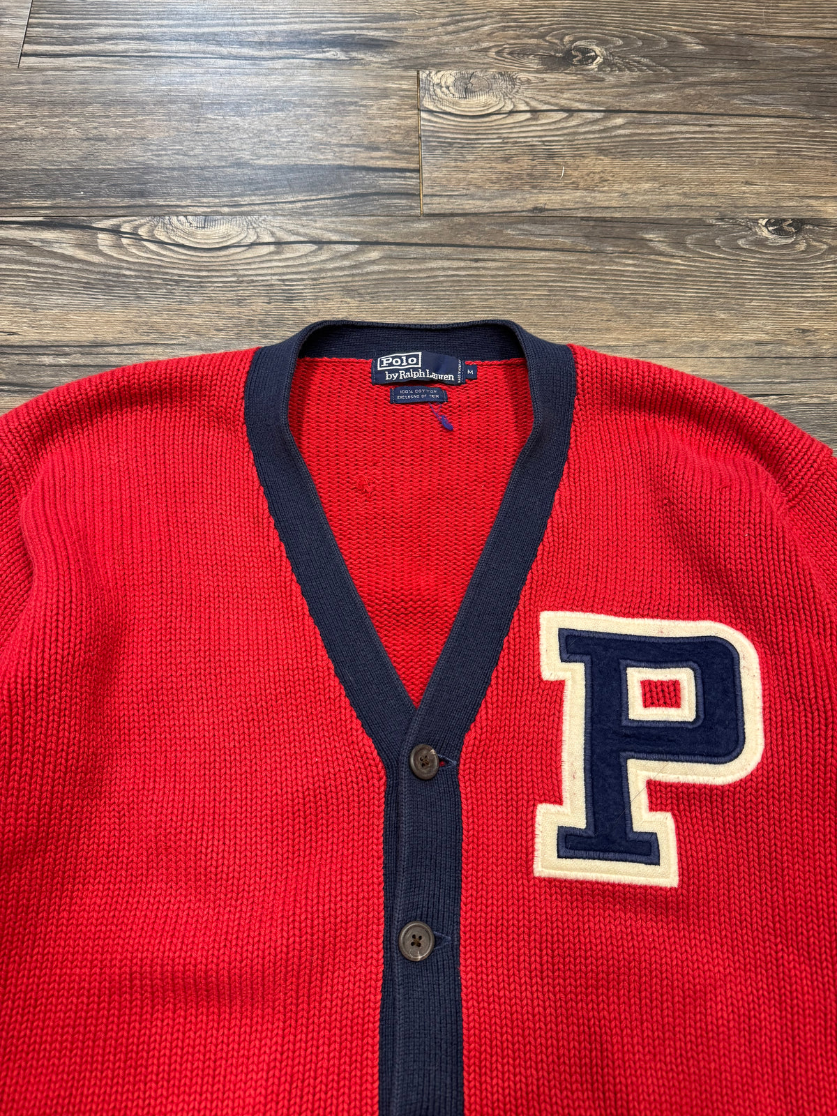 POLO RALPH LAUREN VARSITY LETTERMAN KNIT CARDIGAN (M)