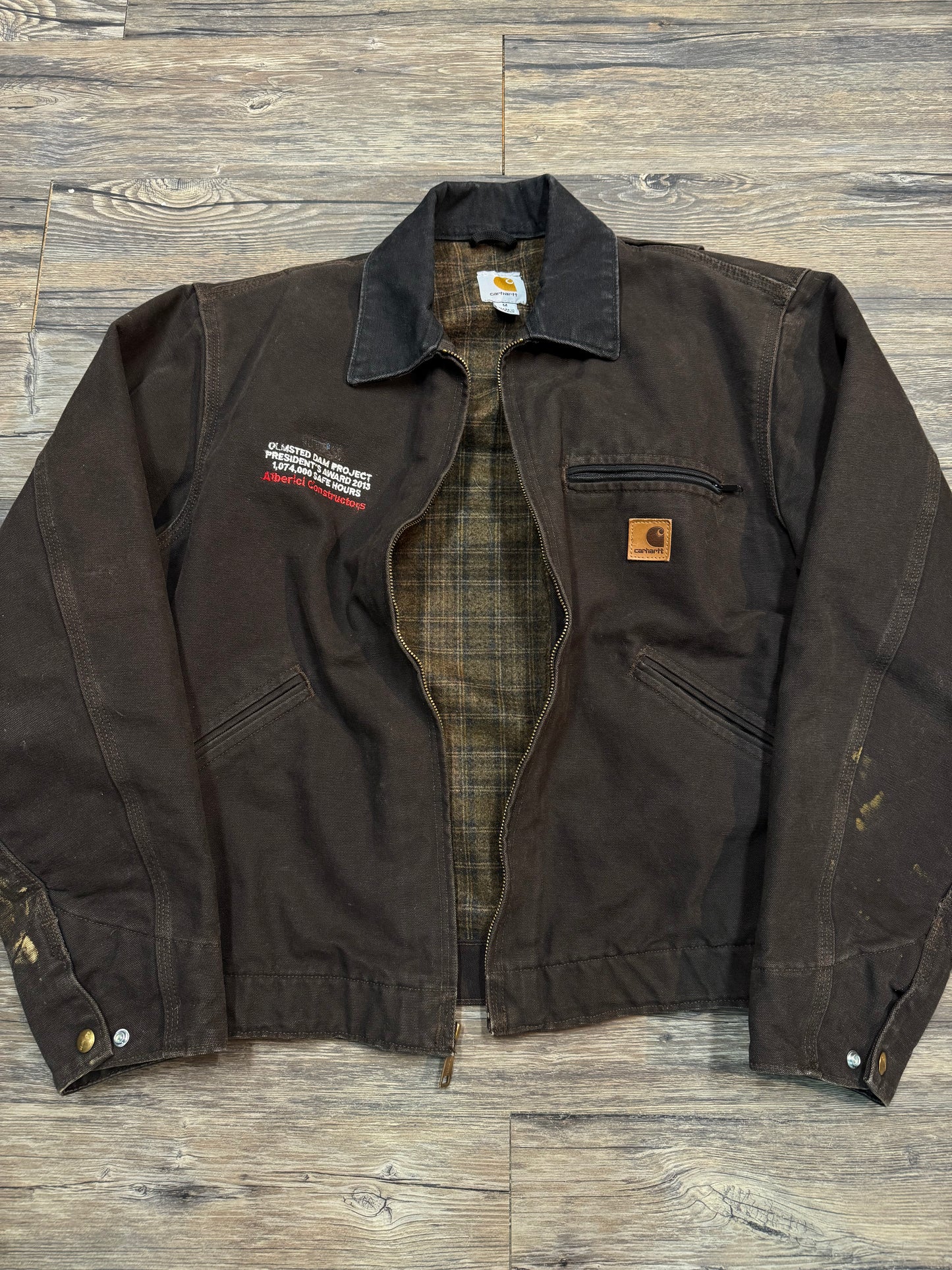 BROWN CARHARTT BLANKET LINED DETROIT JACKET (M)