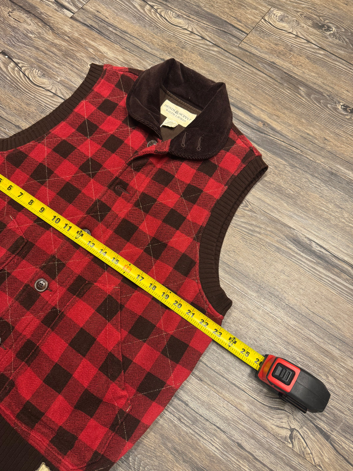 POLO RALPH LAUREN DENIM & SUPPLY PLAID VEST (L)