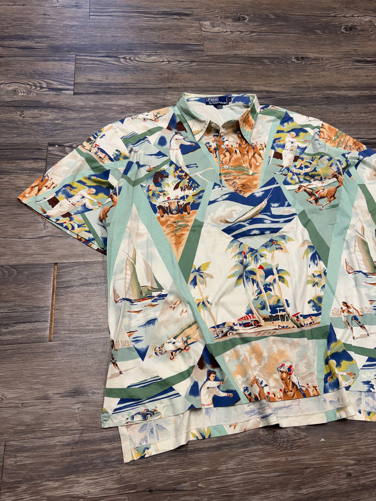 RALPH LAUREN POLO SPORT 1991 TENNIS PRINT POLO (L)