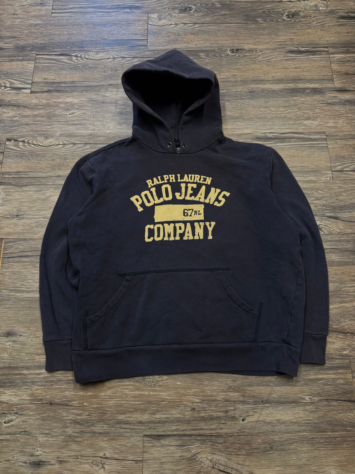 POLO JEANS COMPANY NAVY LOGO HOODIE (L)