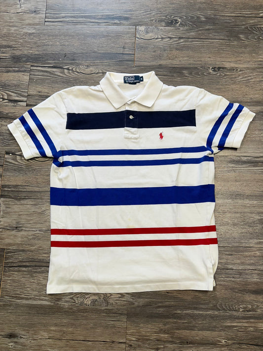 RALPH LAUREN STRIPPED POLO SHIRT (MEDIUM)