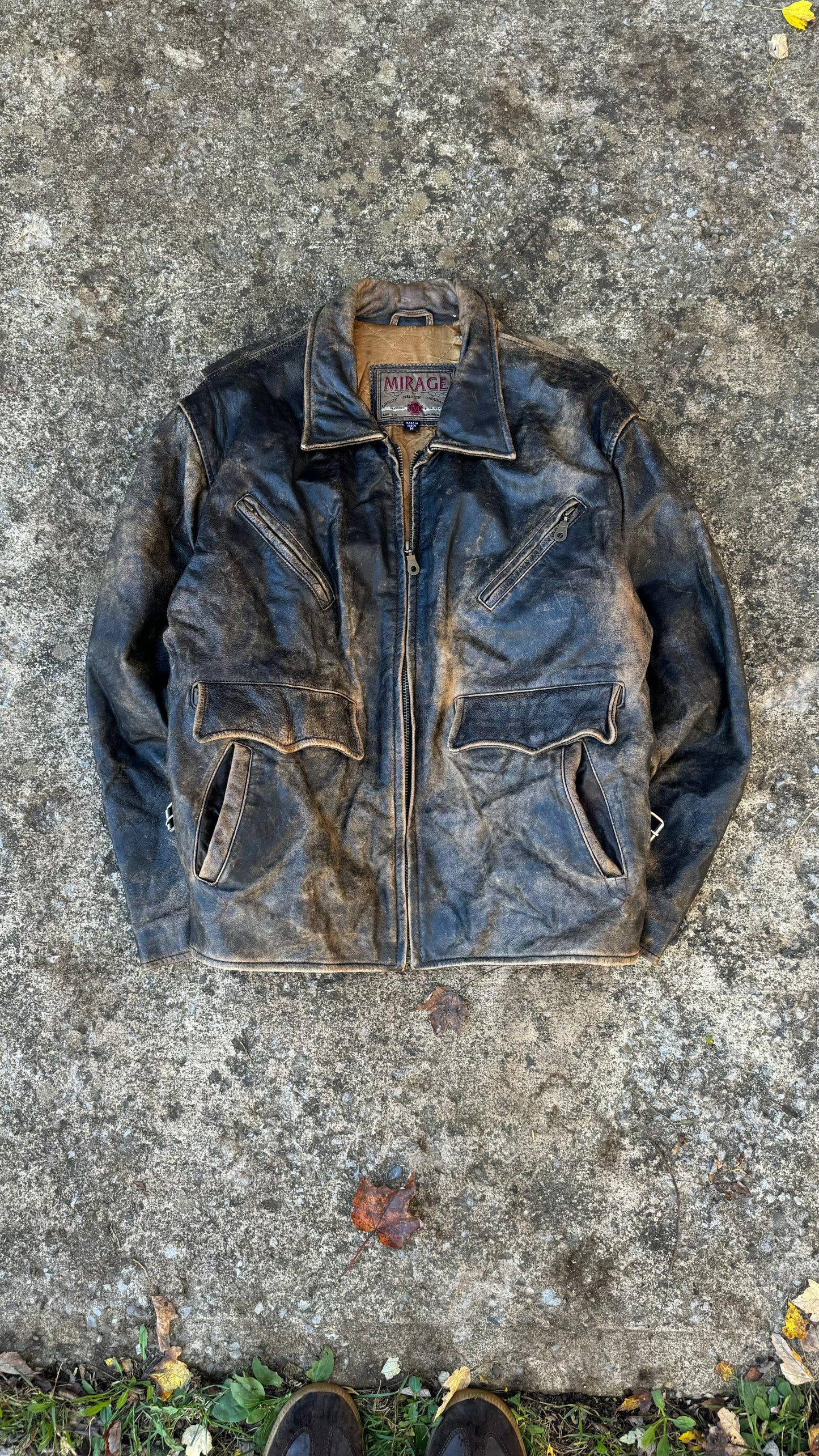 MIRAGE FADED LEATHER JACKET (L)