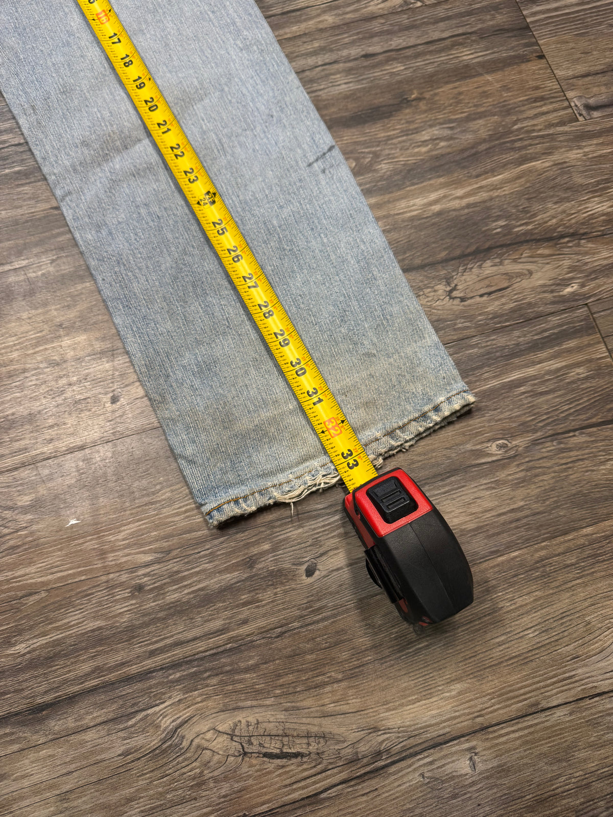 LEVI 517 DISTRESSED PATCHWORK LIGHTWASH DENIM JEANS (34)