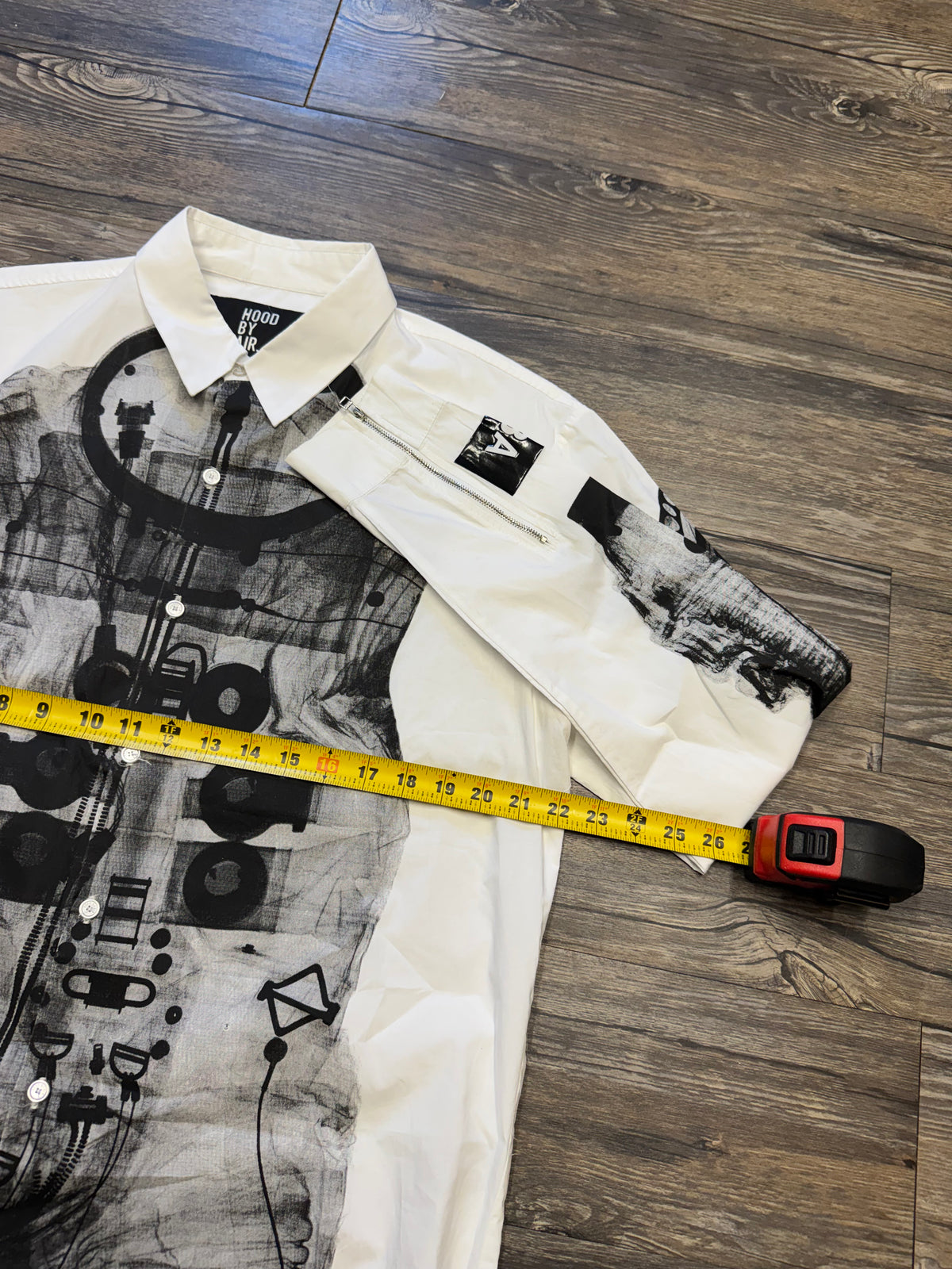 HOOD BY AIR X-RAY BUTTON UP DRESS SHIRT (L)
