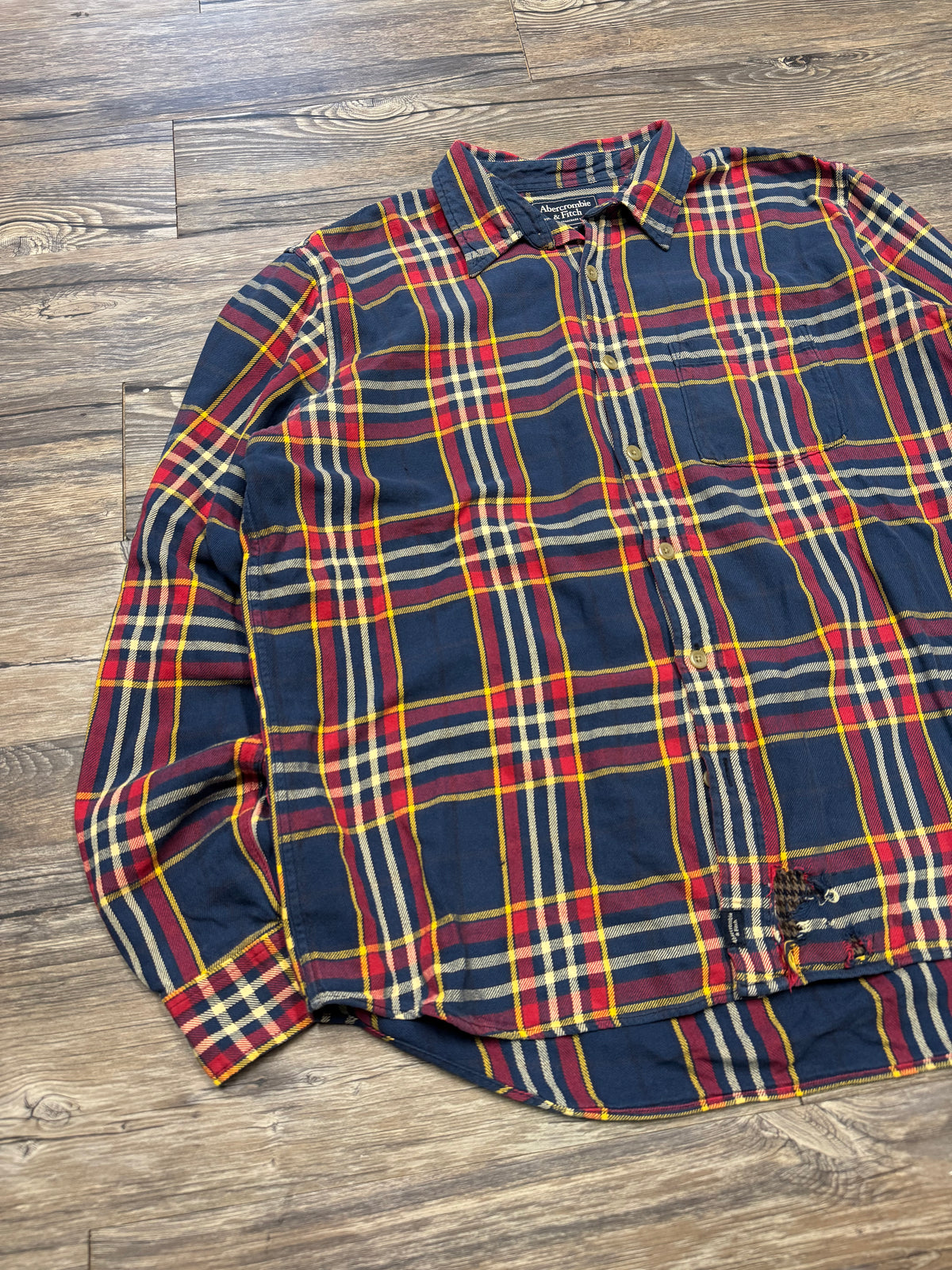 ABERCROMBIE & FITCH MULTI-COLORED FLANNEL (XL)