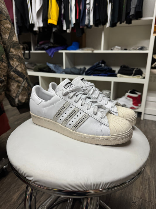 ADIDAS HUMAN-MADE WHITE SUPERSTARS (10.5)