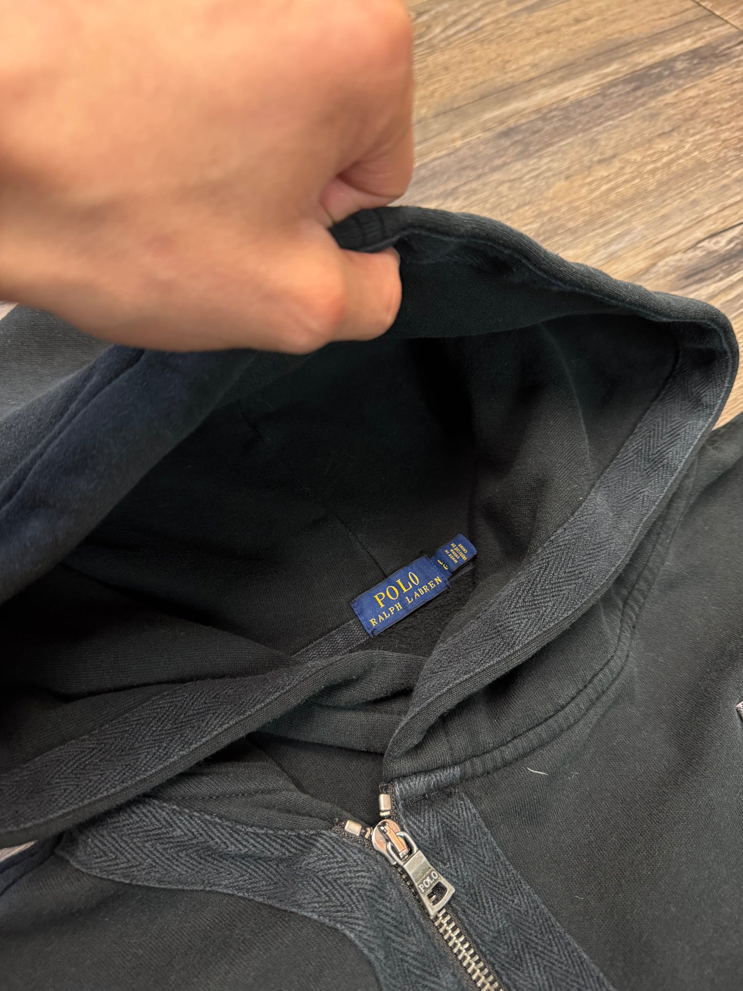 RALPH LAUREN ARMY SIDE-ZIP HOODIE (M)