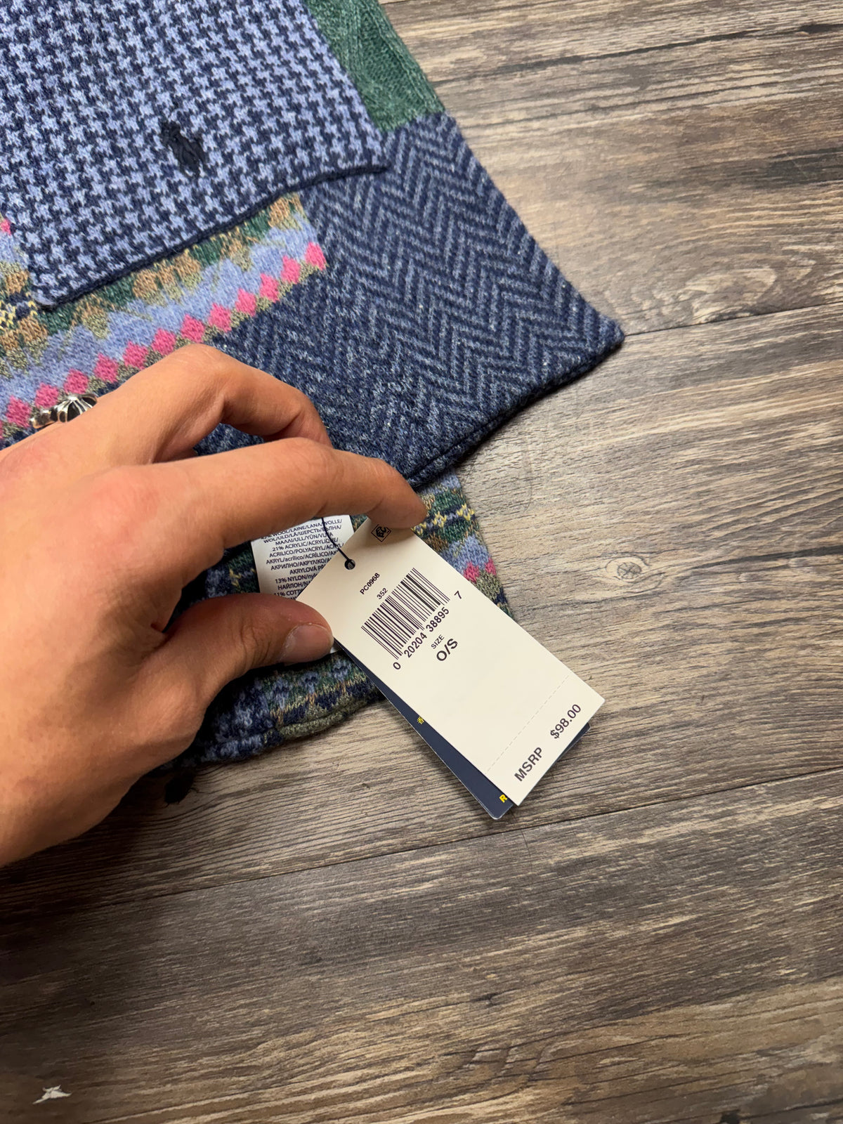 POLO RALPH LAUREN MENS PATCHWORK KNIT SCARF (OS)