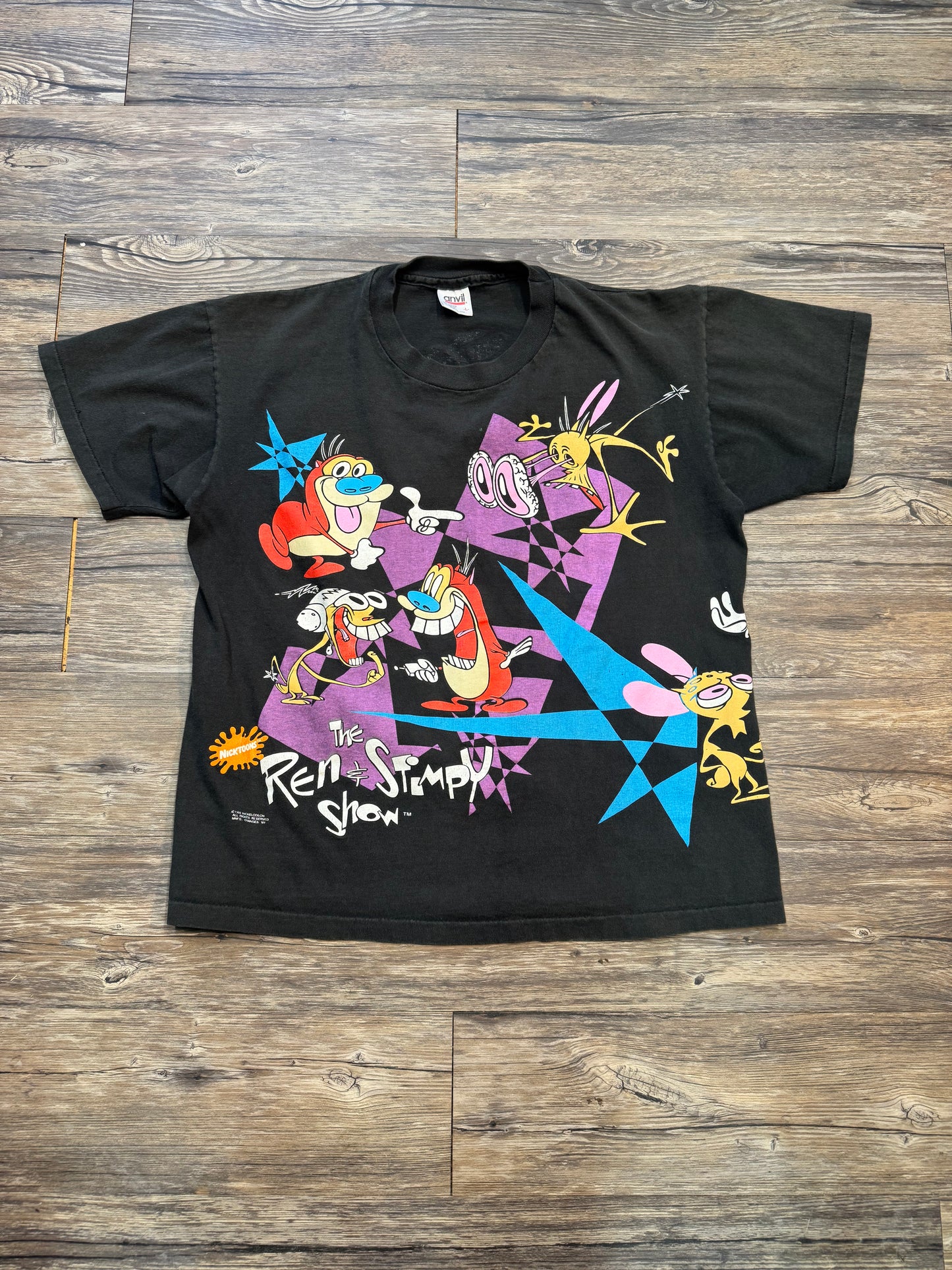 VINTAGE REN & STIMPY SINGLE STITCH TEE (L)