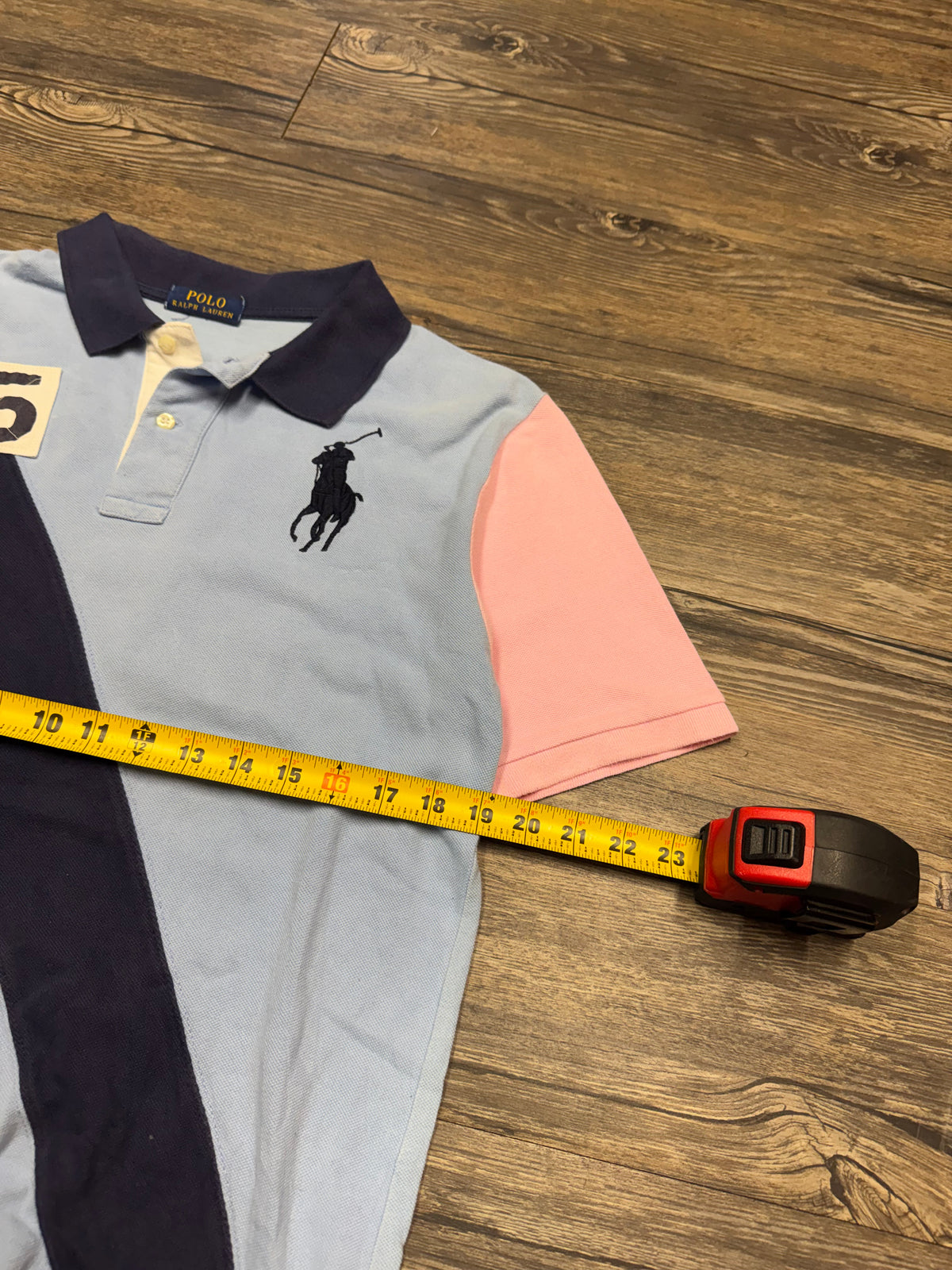 POLO RALPH LAUREN MULTI-COLOR ONE STRIPE BIG PONY POLO (M)