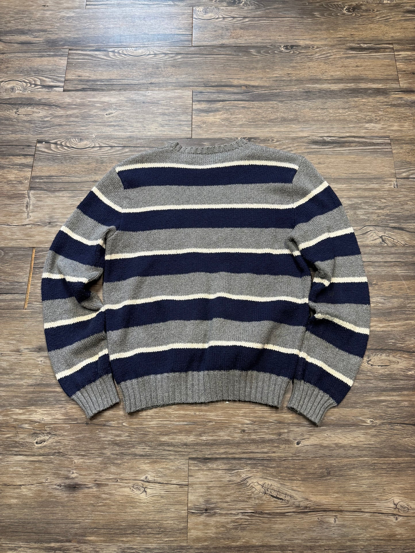 POLO RALPH LAUREN STRIPED CABLEKNIT SWEATER (M)